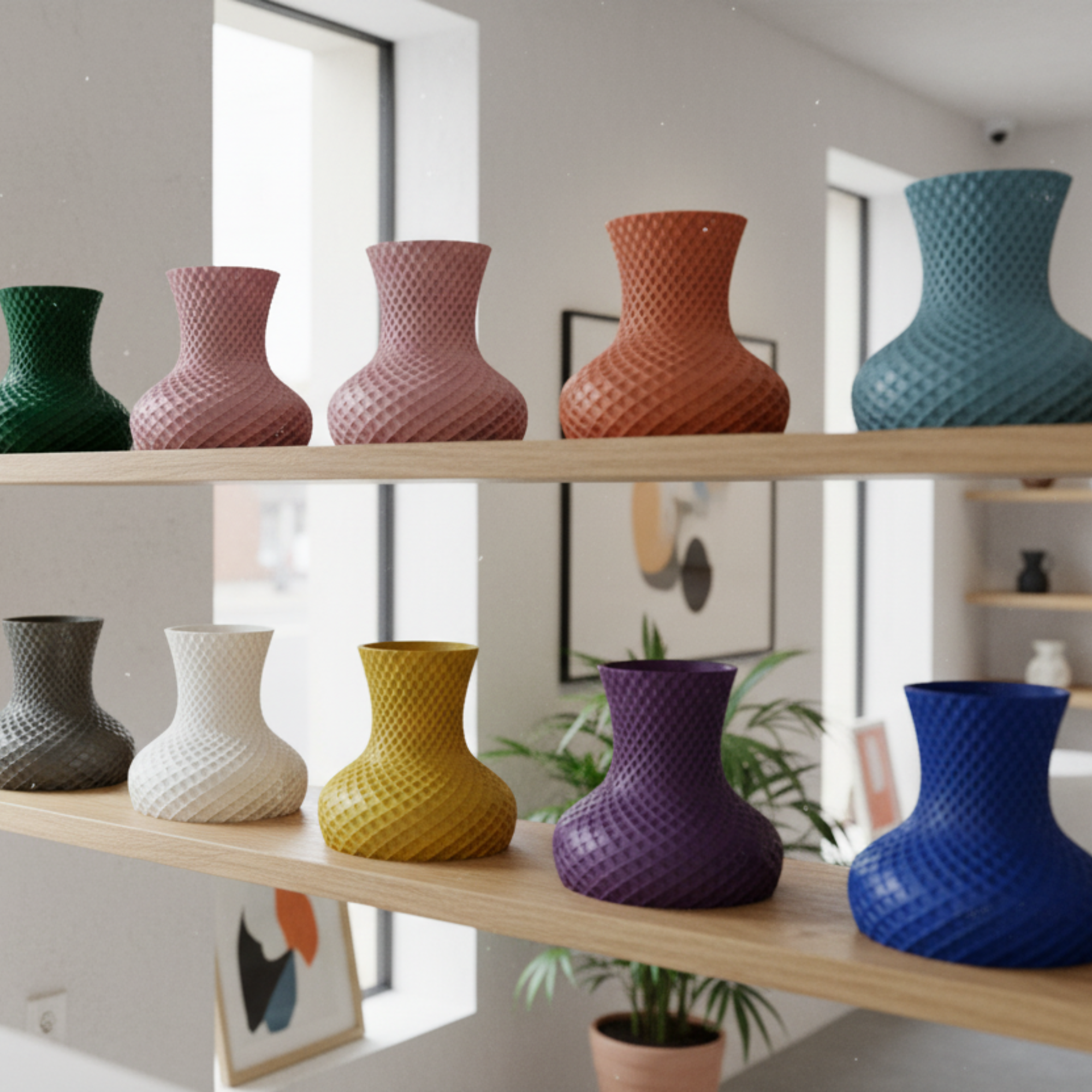 Double Hex Vase for Faux or Real Flowers / Planter - INSIDE HOUSE