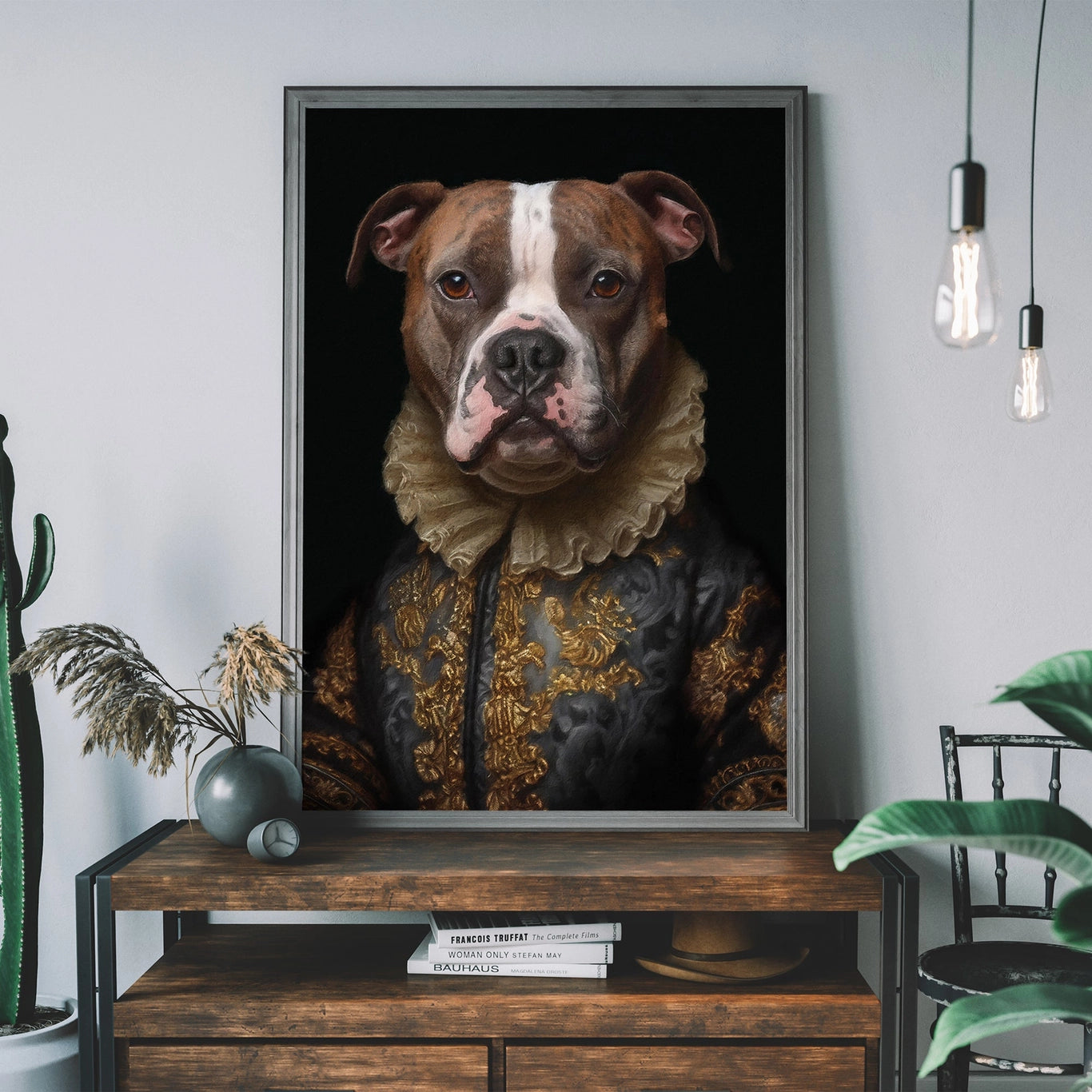 Staffordshire Bull Terrrier Staffy Dog Portrait Print - INSIDE HOUSE