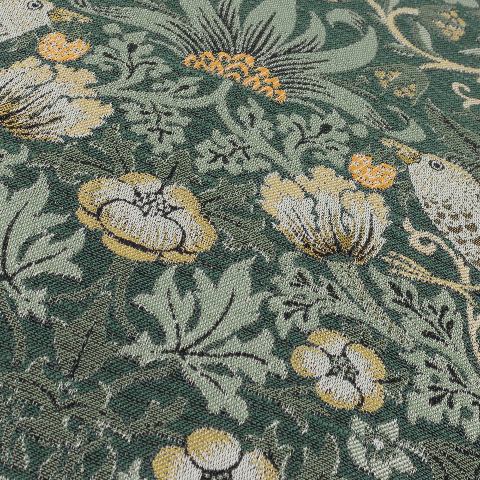 Strawberry Thief Piped Jacquard Cushion Forest: Forest / Feather Rich Filled / 55 x 55 - INSIDE HOUSE