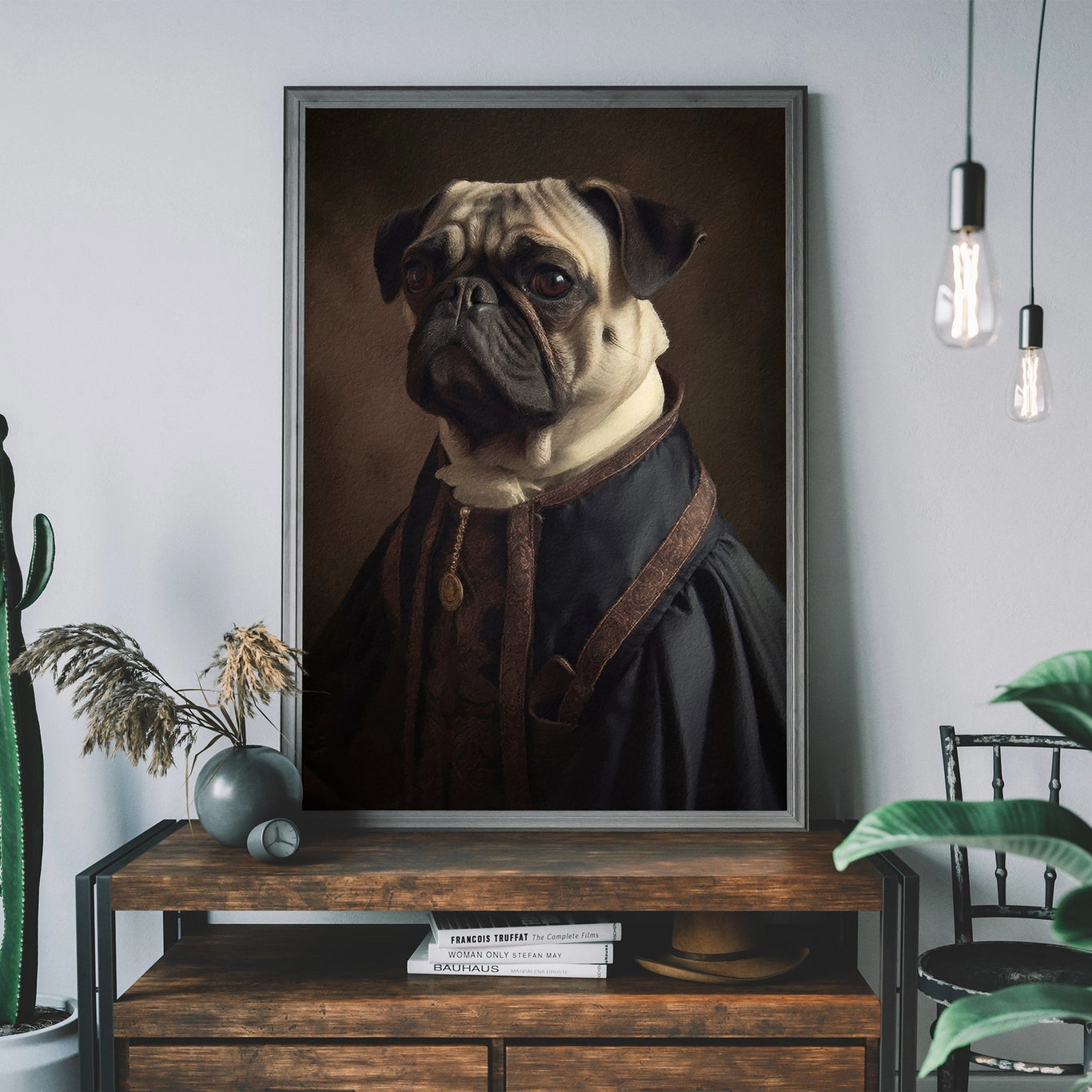 Pug Dog Portrait Print - INSIDE HOUSE