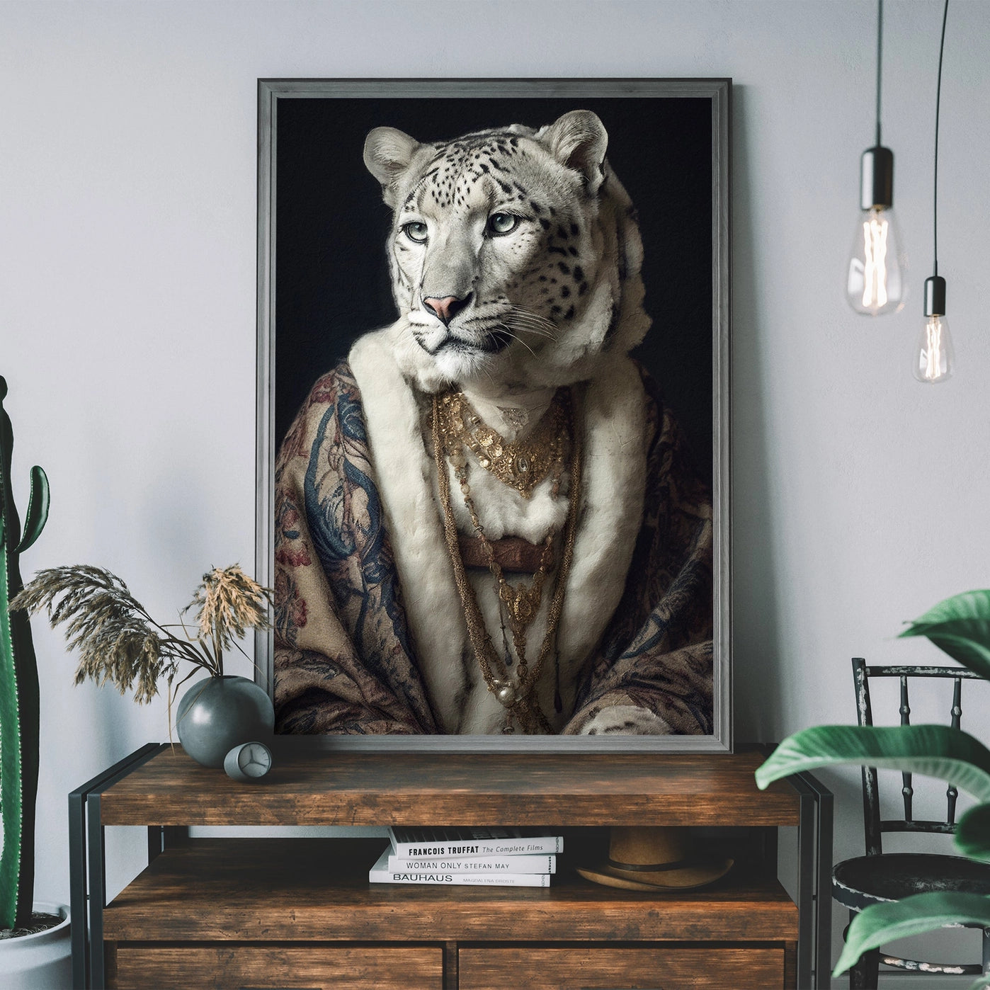 Snow Leopard 2 Animal Portrait Print - INSIDE HOUSE