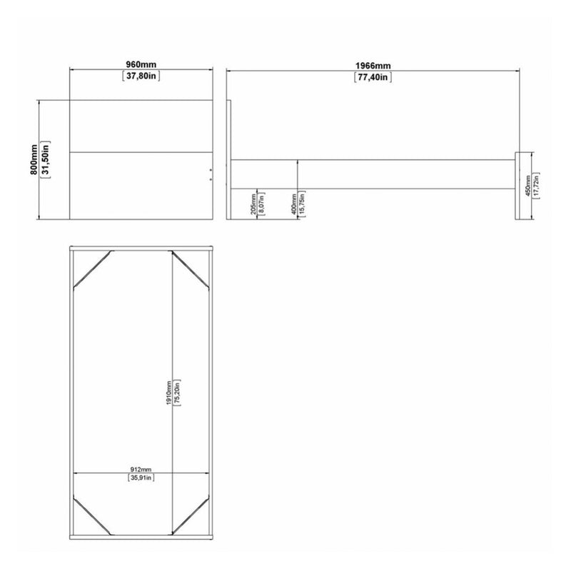 Naia Single Bed 3ft (90x190) Jackson Hickory Oak structure