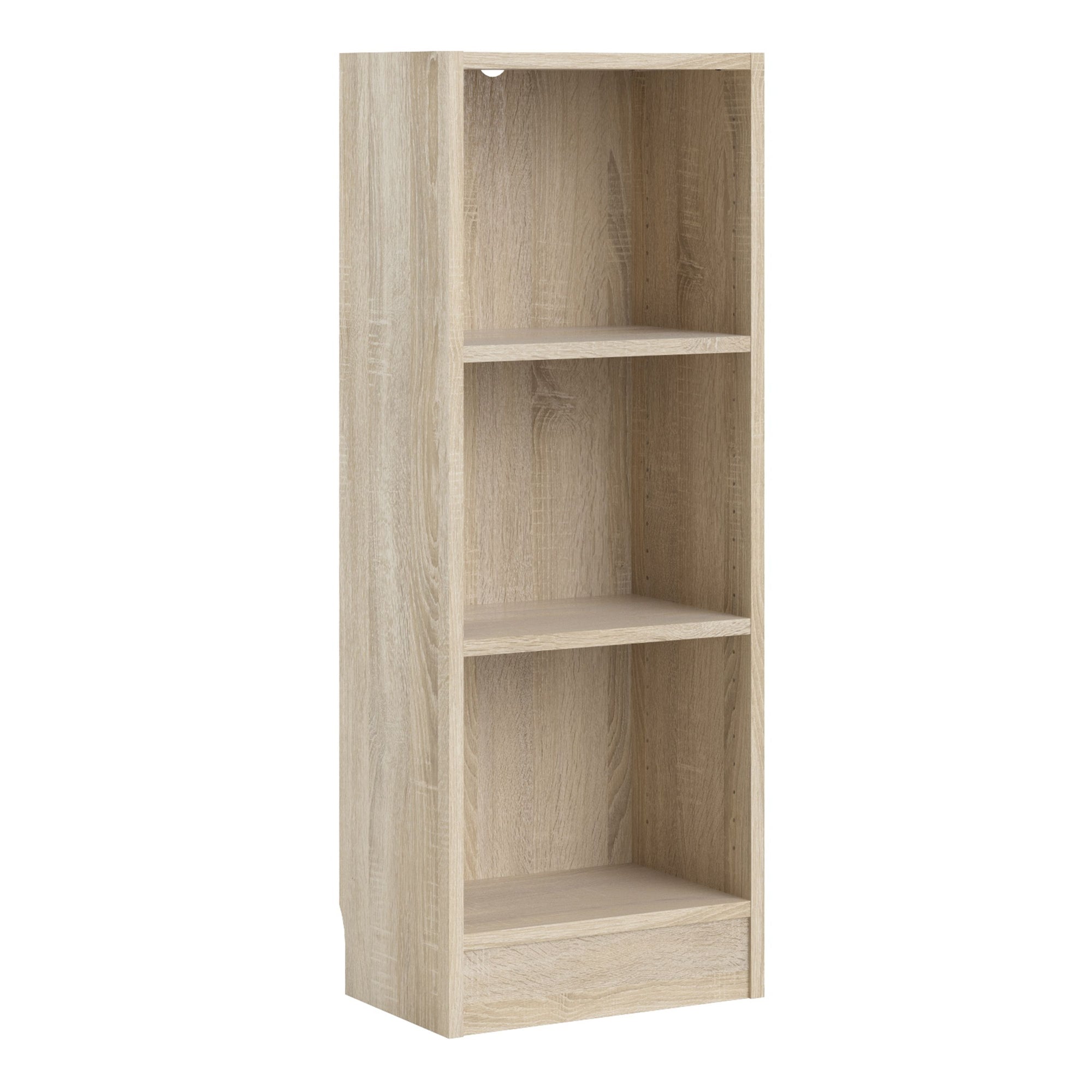 Basic Low Narrow Bookcase with 3 Shelves in Oak - INSIDE HOUSE