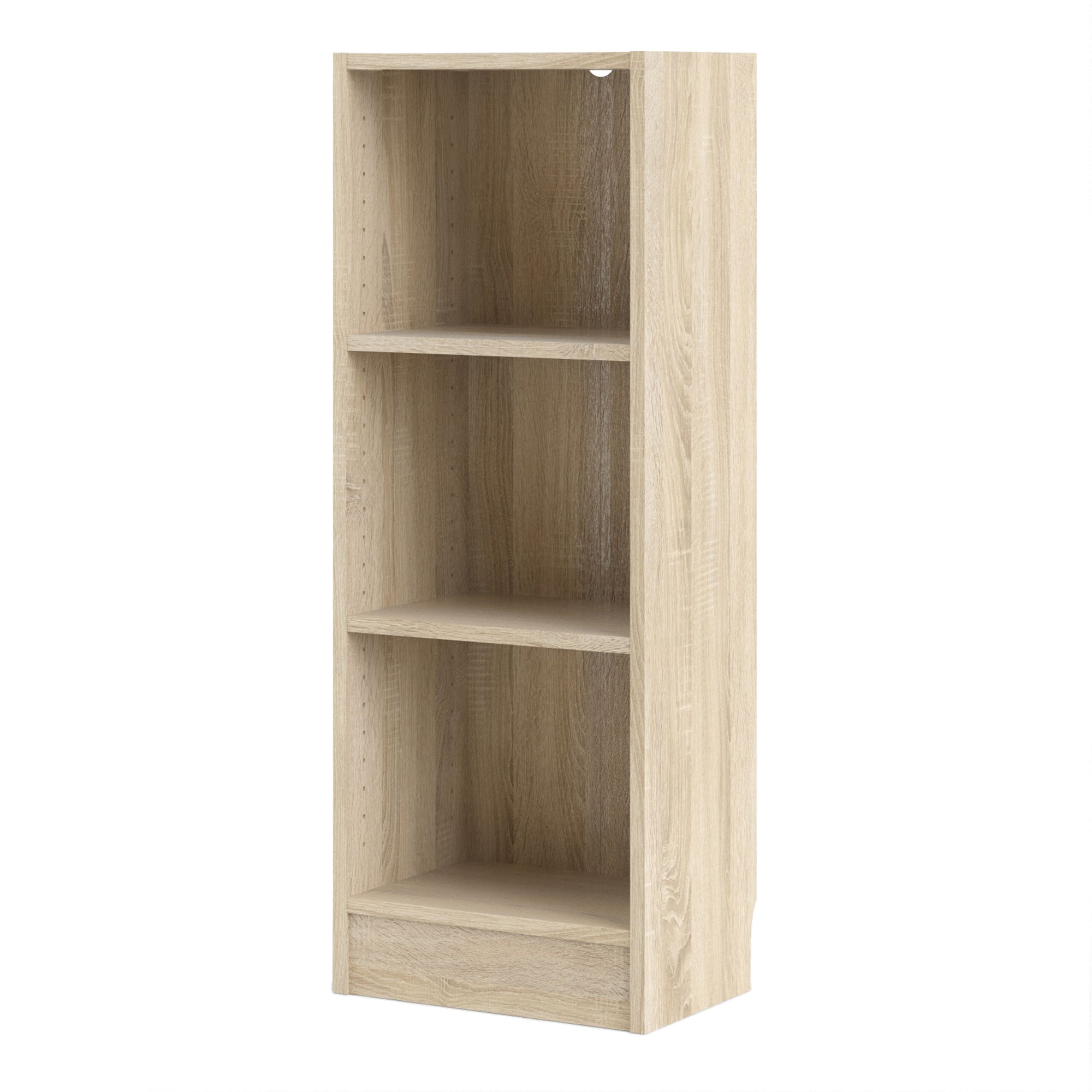 Basic Low Narrow Bookcase with 3 Shelves in Oak - INSIDE HOUSE