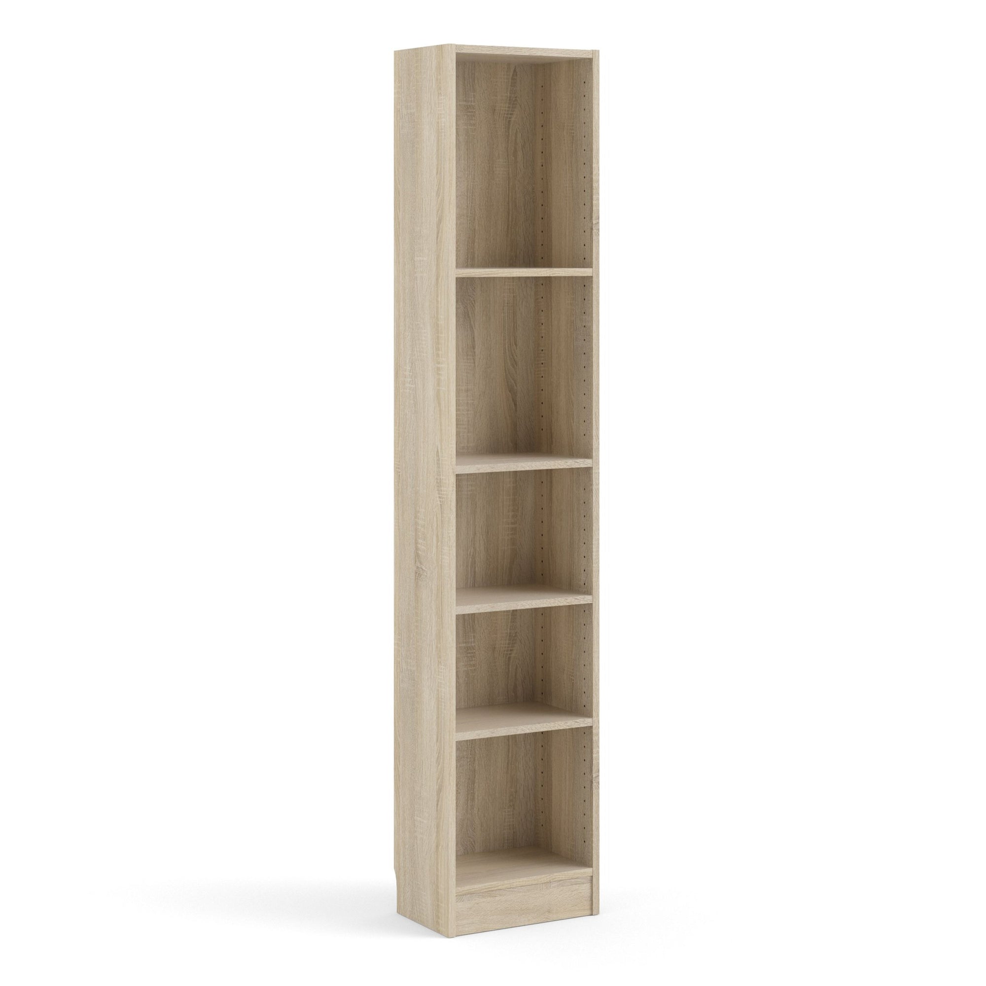 Basic Tall Narrow Bookcase with 5 Shelves in Oak - INSIDE HOUSE