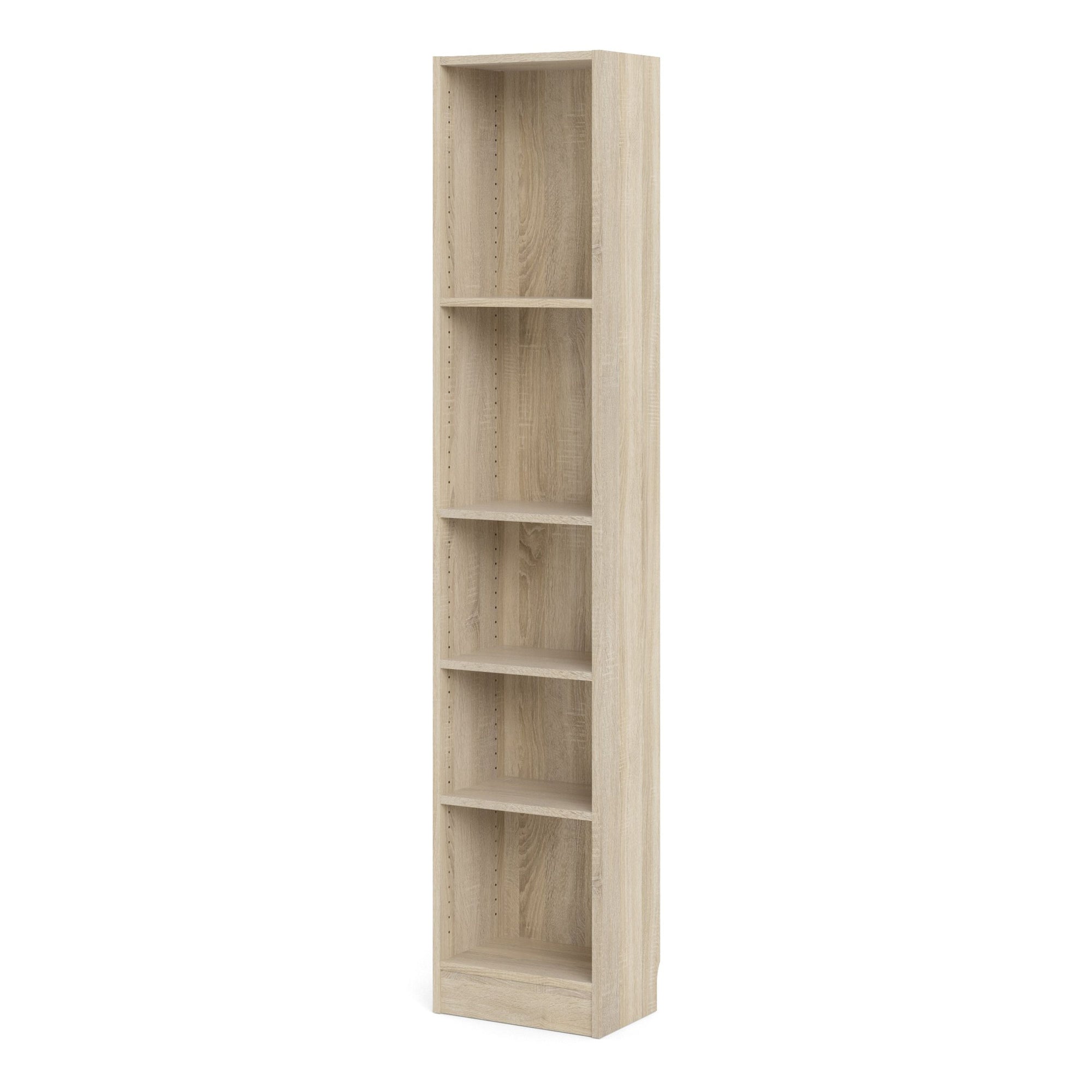 Basic Tall Narrow Bookcase with 5 Shelves in Oak - INSIDE HOUSE