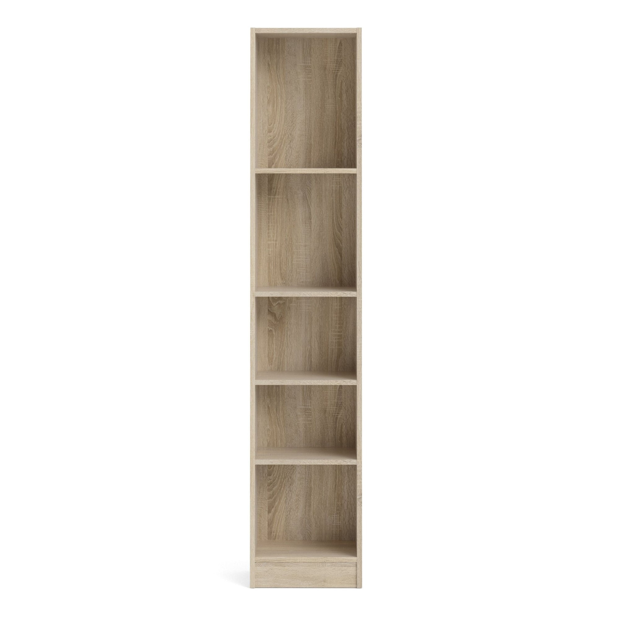 Basic Tall Narrow Bookcase with 5 Shelves in Oak - INSIDE HOUSE