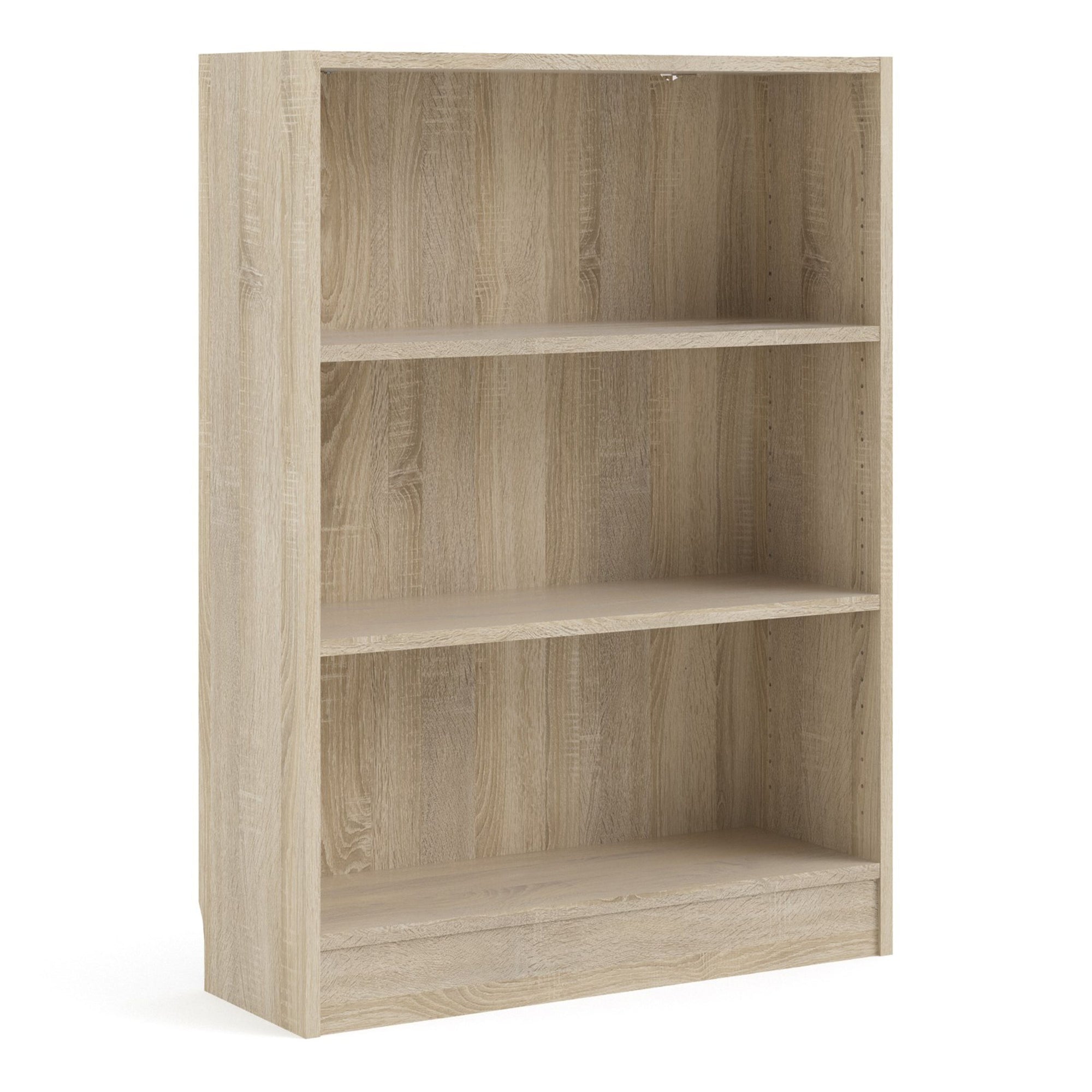 Basic Low Wide Bookcase with 3 Shelves in Oak - INSIDE HOUSE