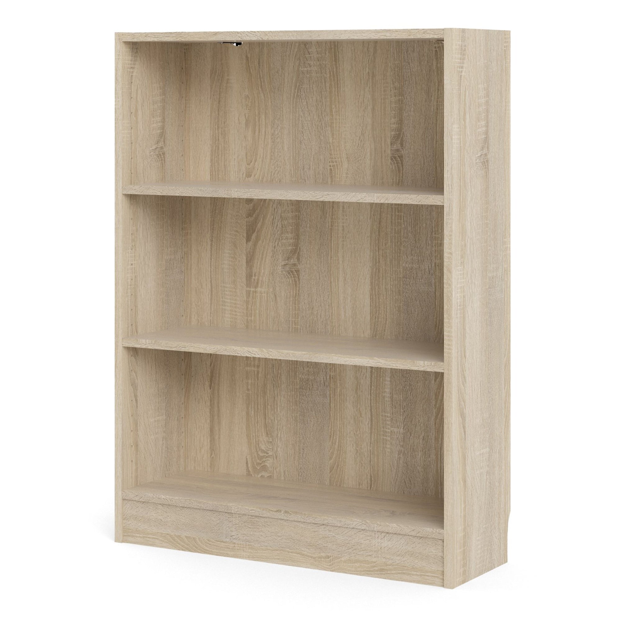 Basic Low Wide Bookcase with 3 Shelves in Oak - INSIDE HOUSE