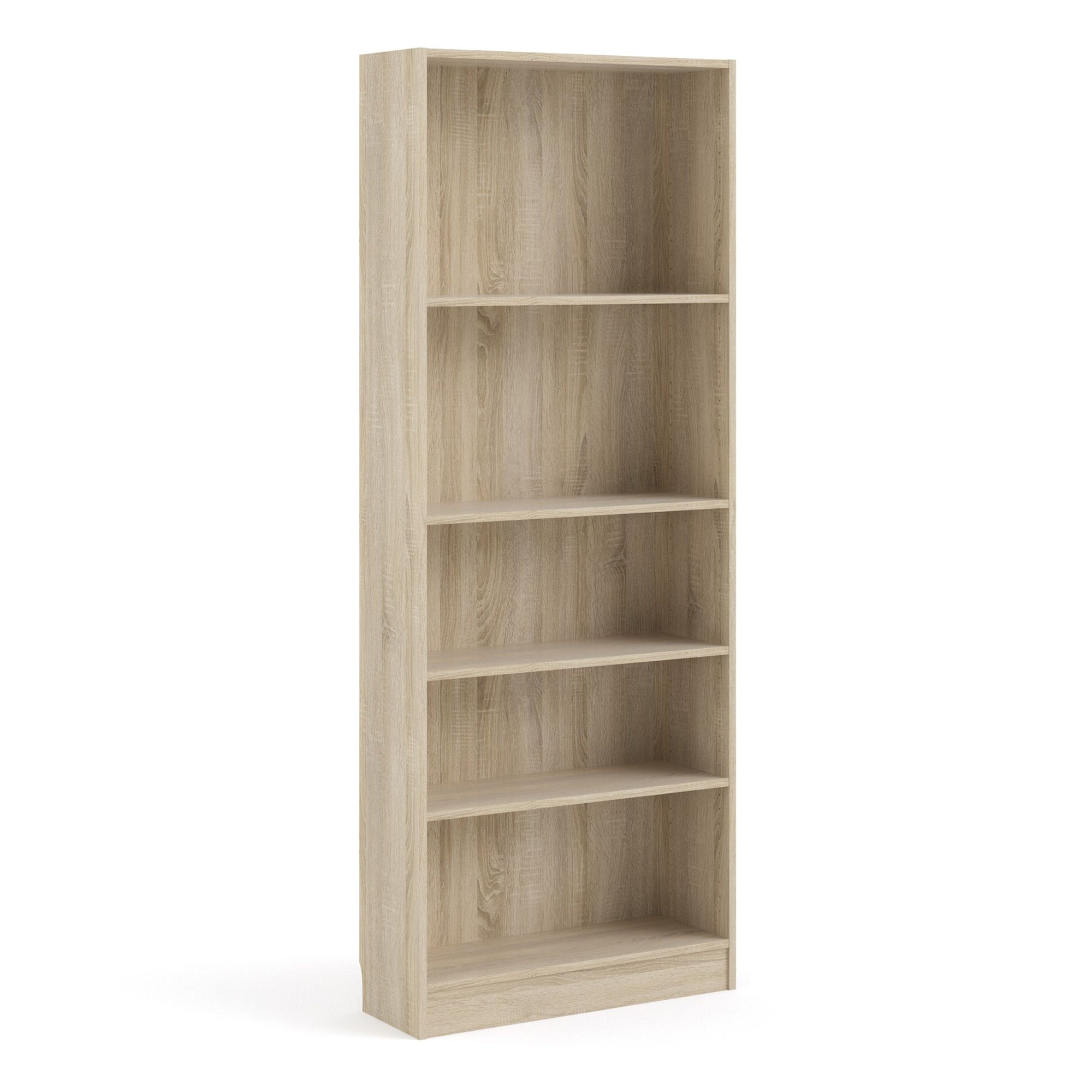 Basic Tall Wide Bookcase with 5 Shelves in Oak - INSIDE HOUSE