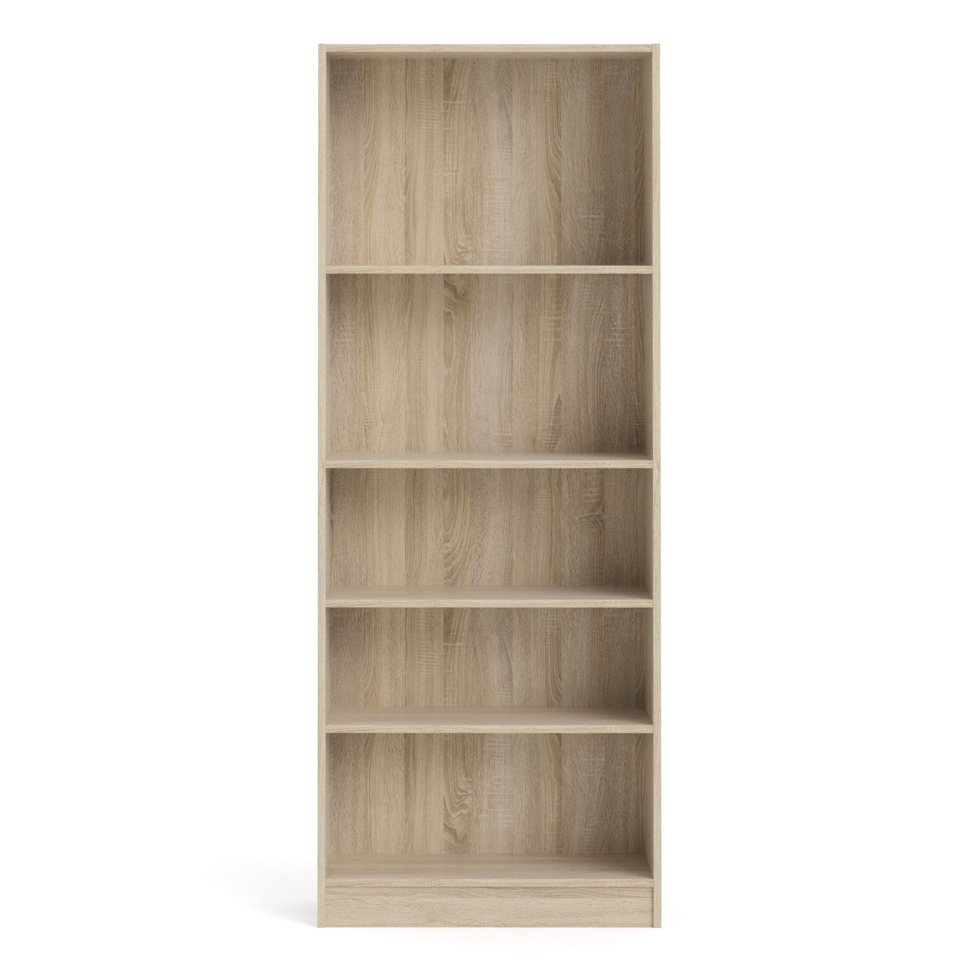 Basic Tall Wide Bookcase with 5 Shelves in Oak - INSIDE HOUSE