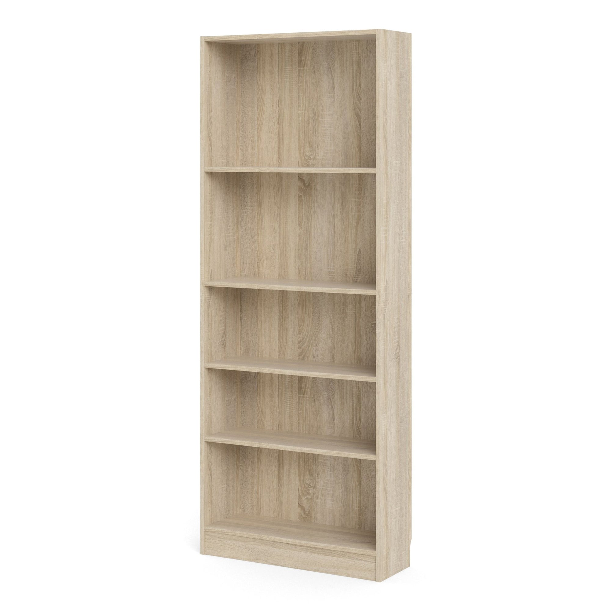 Basic Tall Wide Bookcase with 5 Shelves in Oak - INSIDE HOUSE