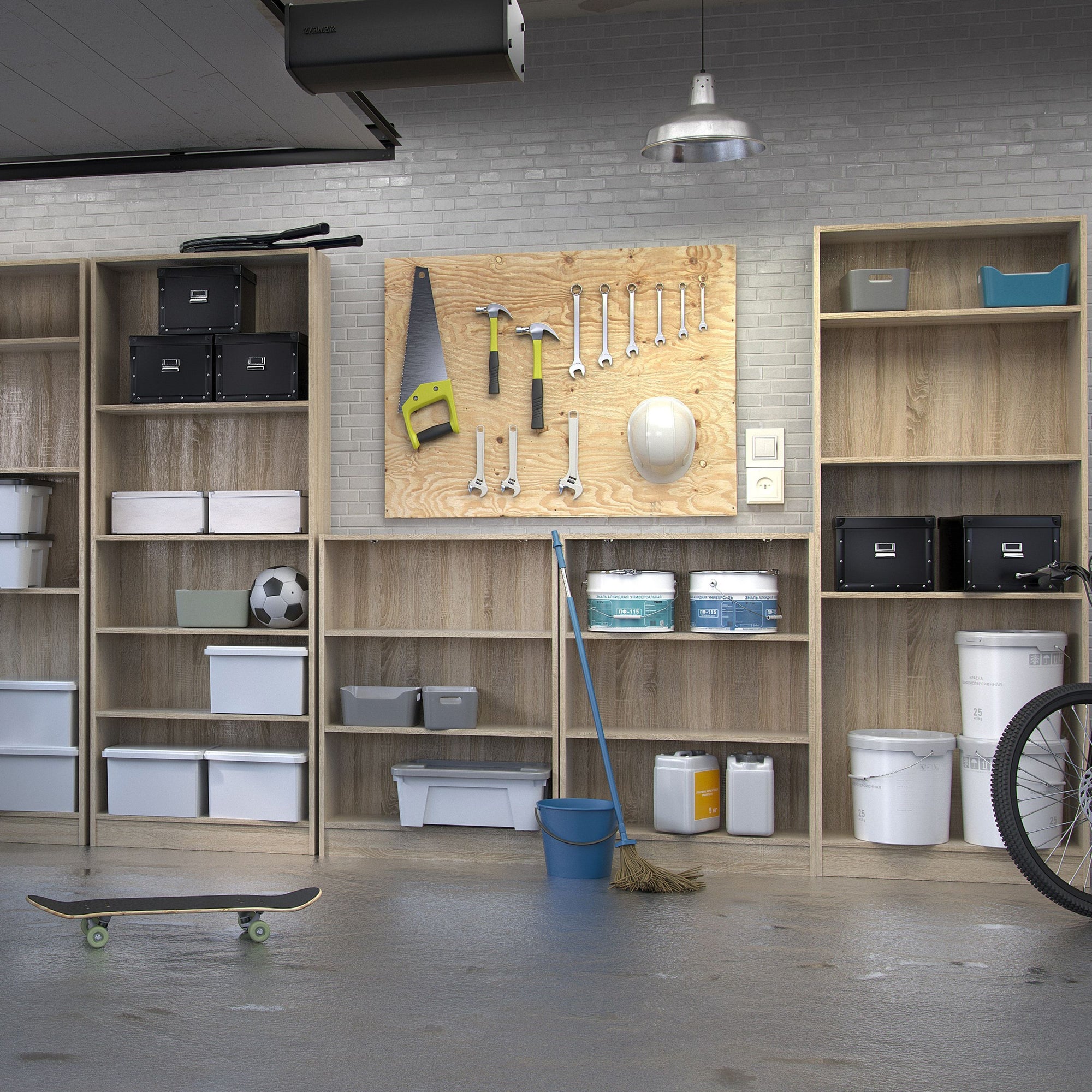 Basic Tall Wide Bookcase with 5 Shelves in Oak - INSIDE HOUSE