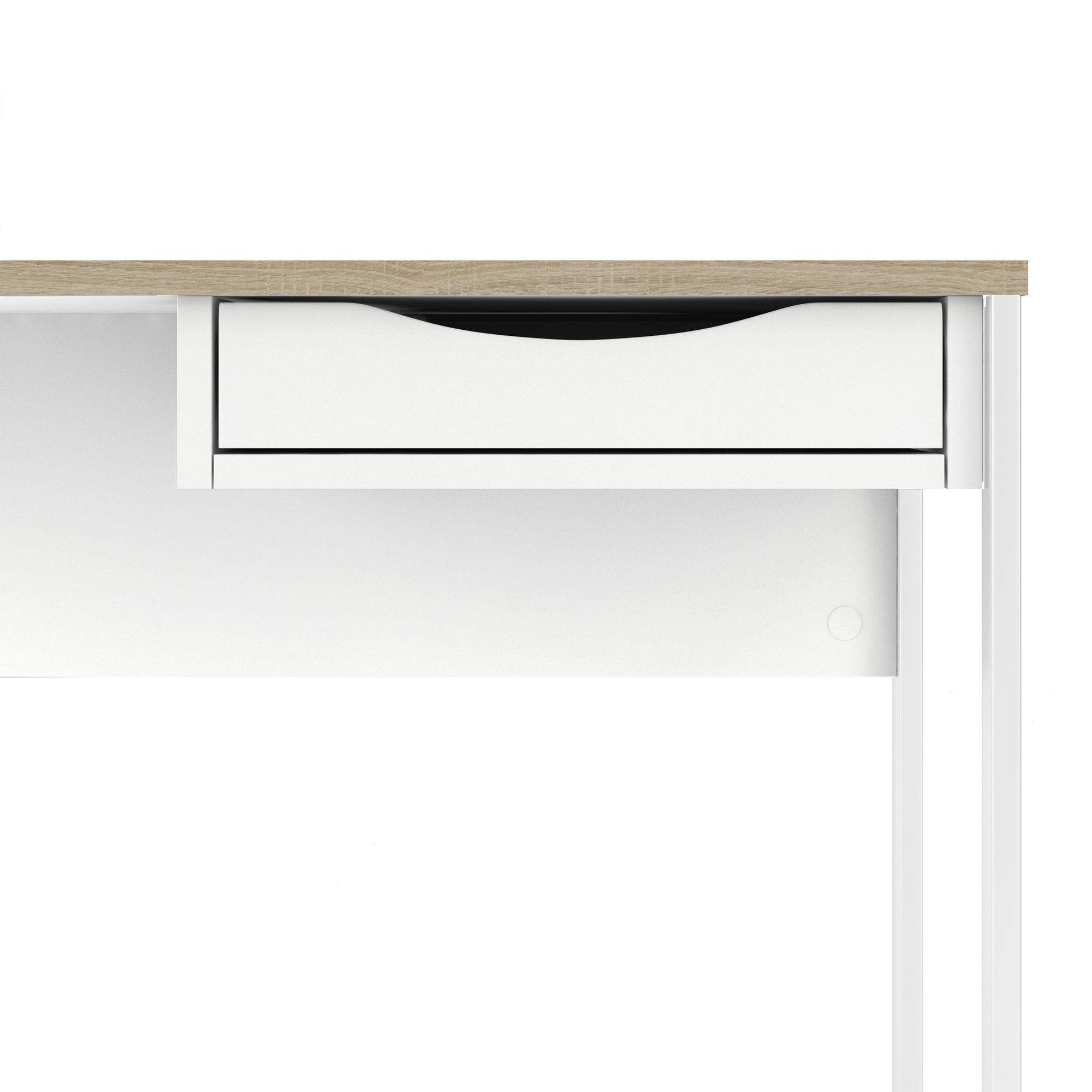 Function Plus Desk White with Oak Trim 1 Drawer