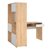 Function Plus Corner Desk with Bookcase Jackson Hickory/White