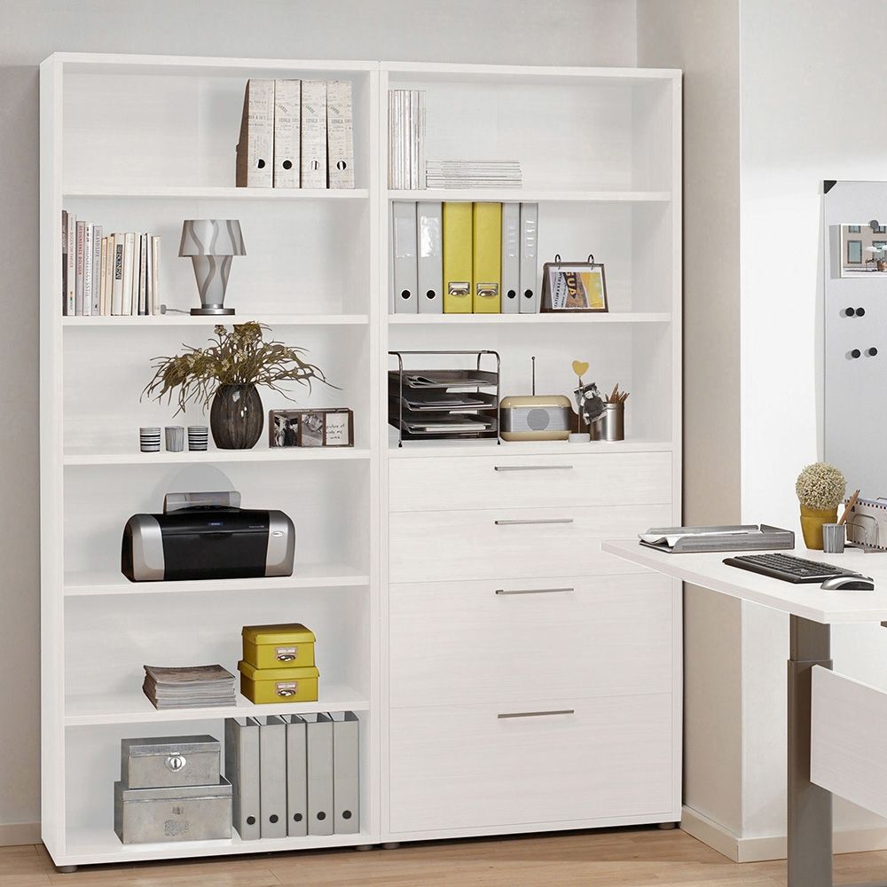 Prima Tall Bookcase with 6 Shelves in White - INSIDE HOUSE