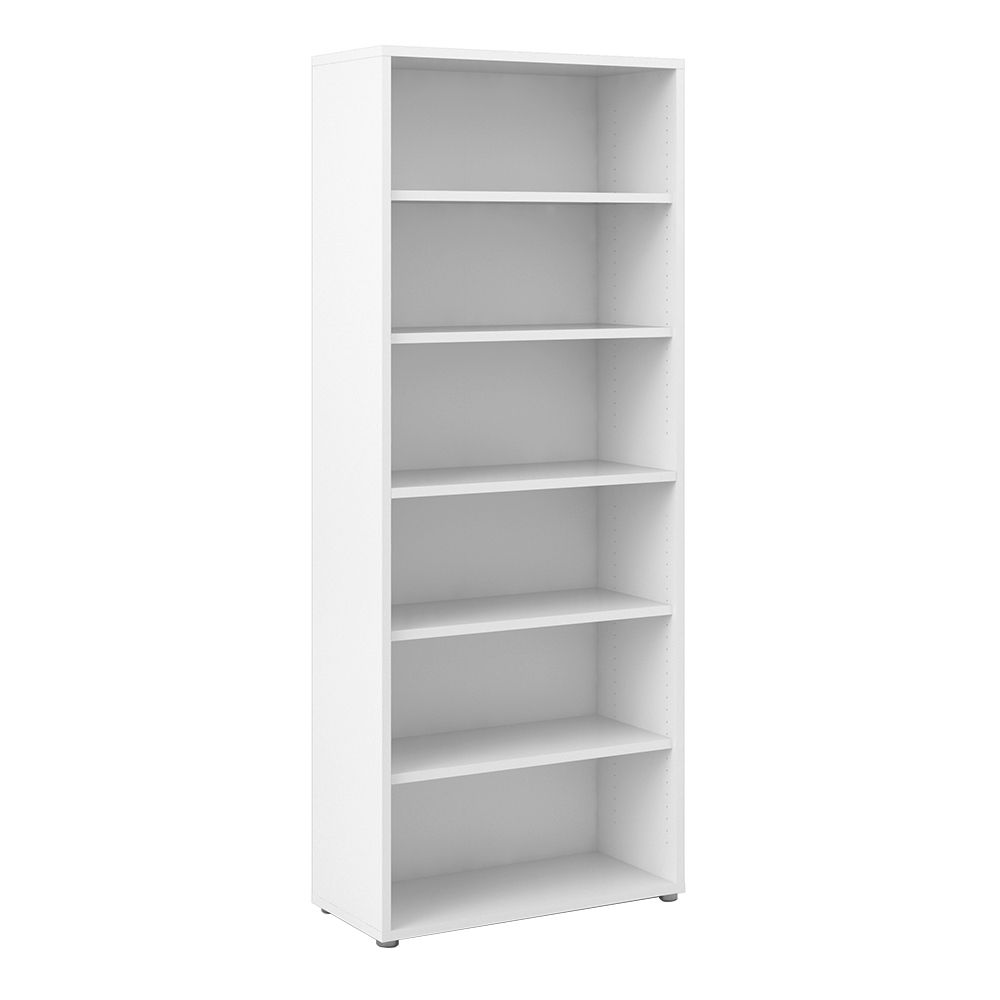 Prima Tall Bookcase with 6 Shelves in White - INSIDE HOUSE