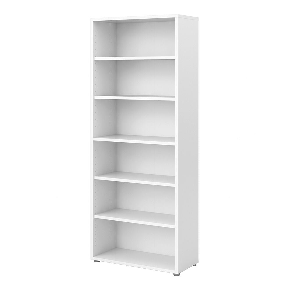 Prima Tall Bookcase with 6 Shelves in White - INSIDE HOUSE