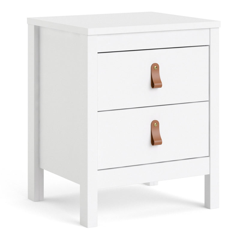 Barcelona Bedside Table 2 Drawers in White