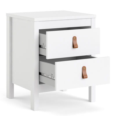 Barcelona Bedside Table 2 Drawers in White
