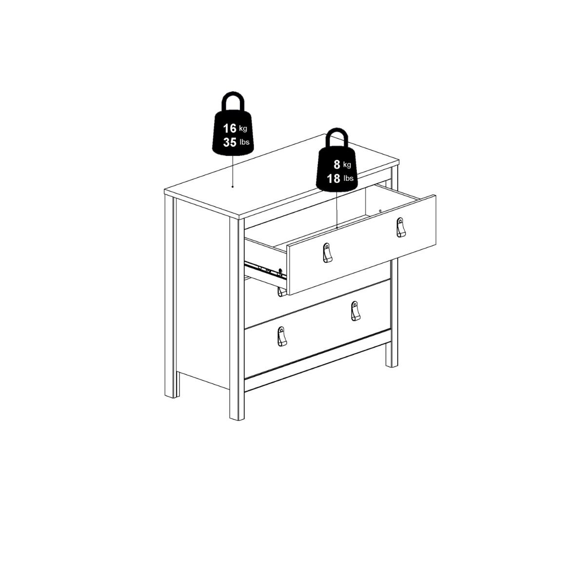Barcelona Chest 3 Drawers in White - INSIDE HOUSE