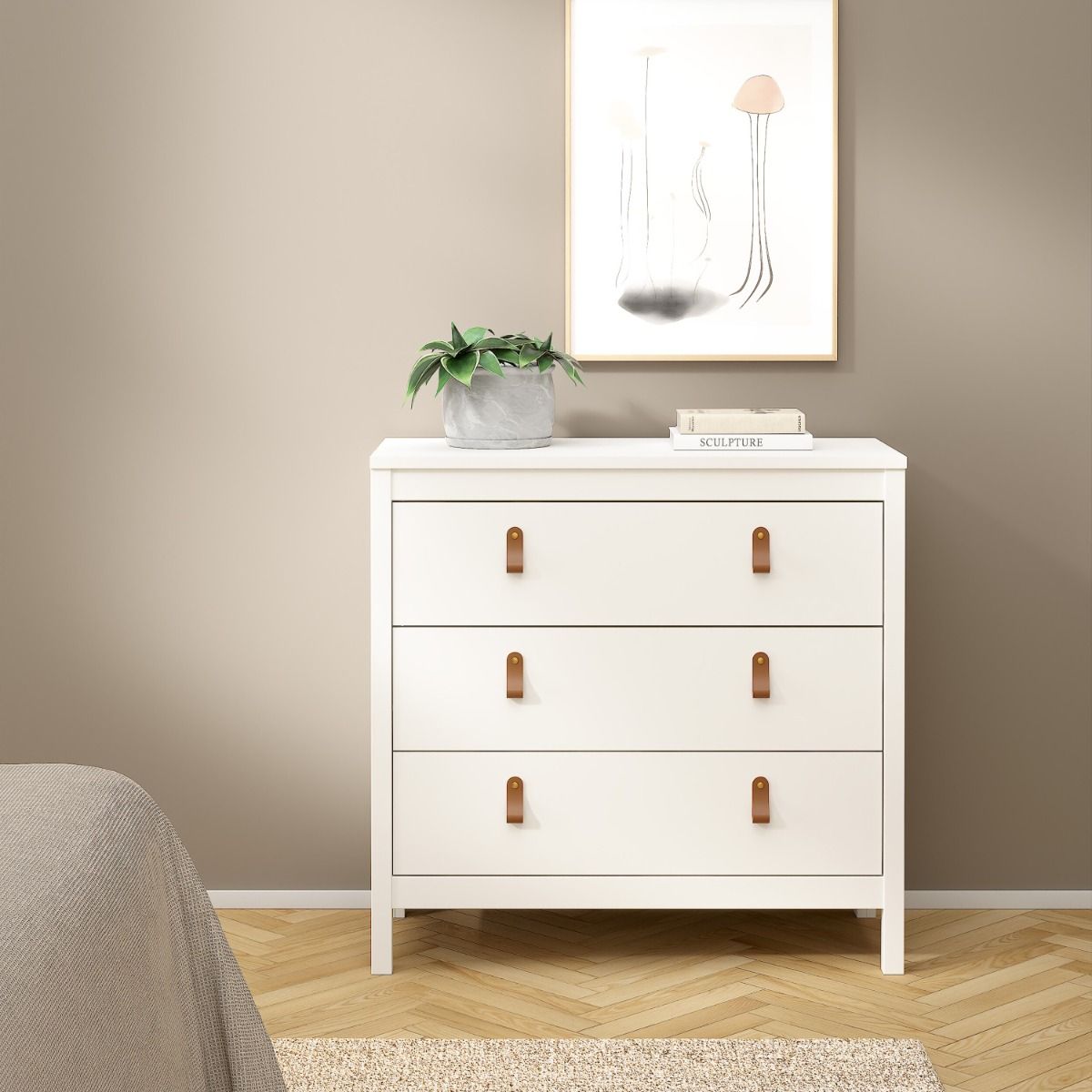 Barcelona Chest 3 Drawers in White - INSIDE HOUSE