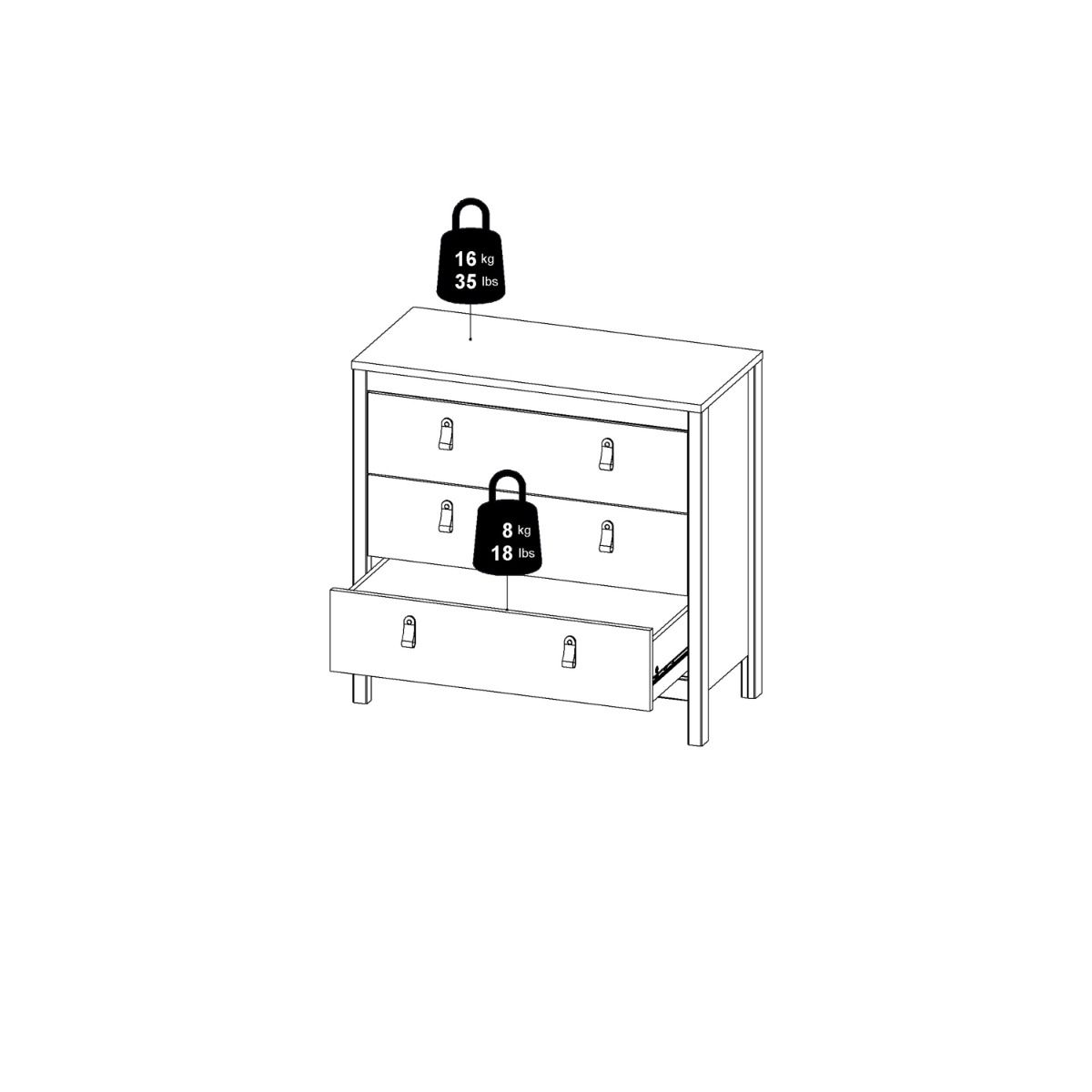Barcelona Chest 3 Drawers in Jackson Hickory Oak - INSIDE HOUSE