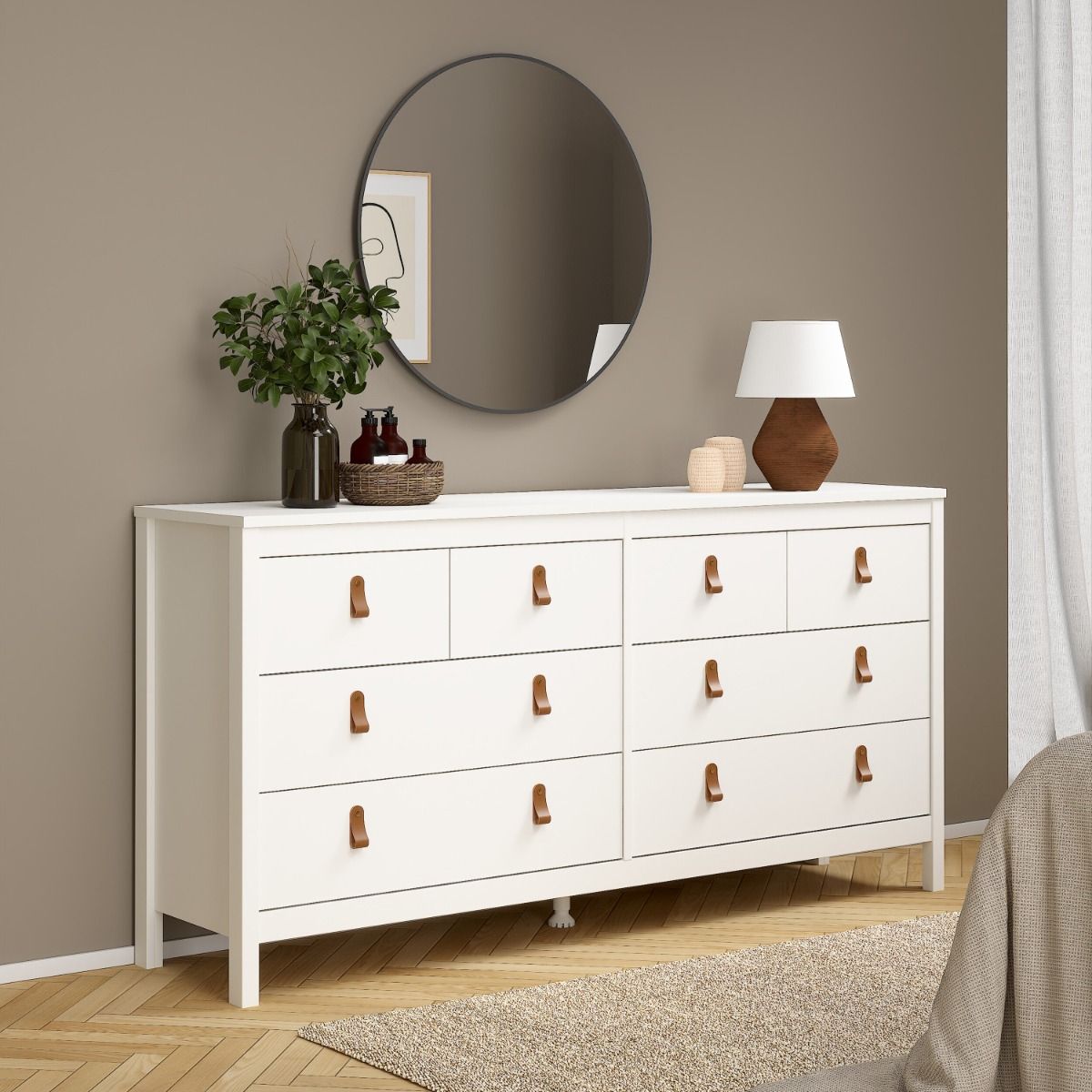 Barcelona Double Dresser 4+4 Drawers in White - INSIDE HOUSE