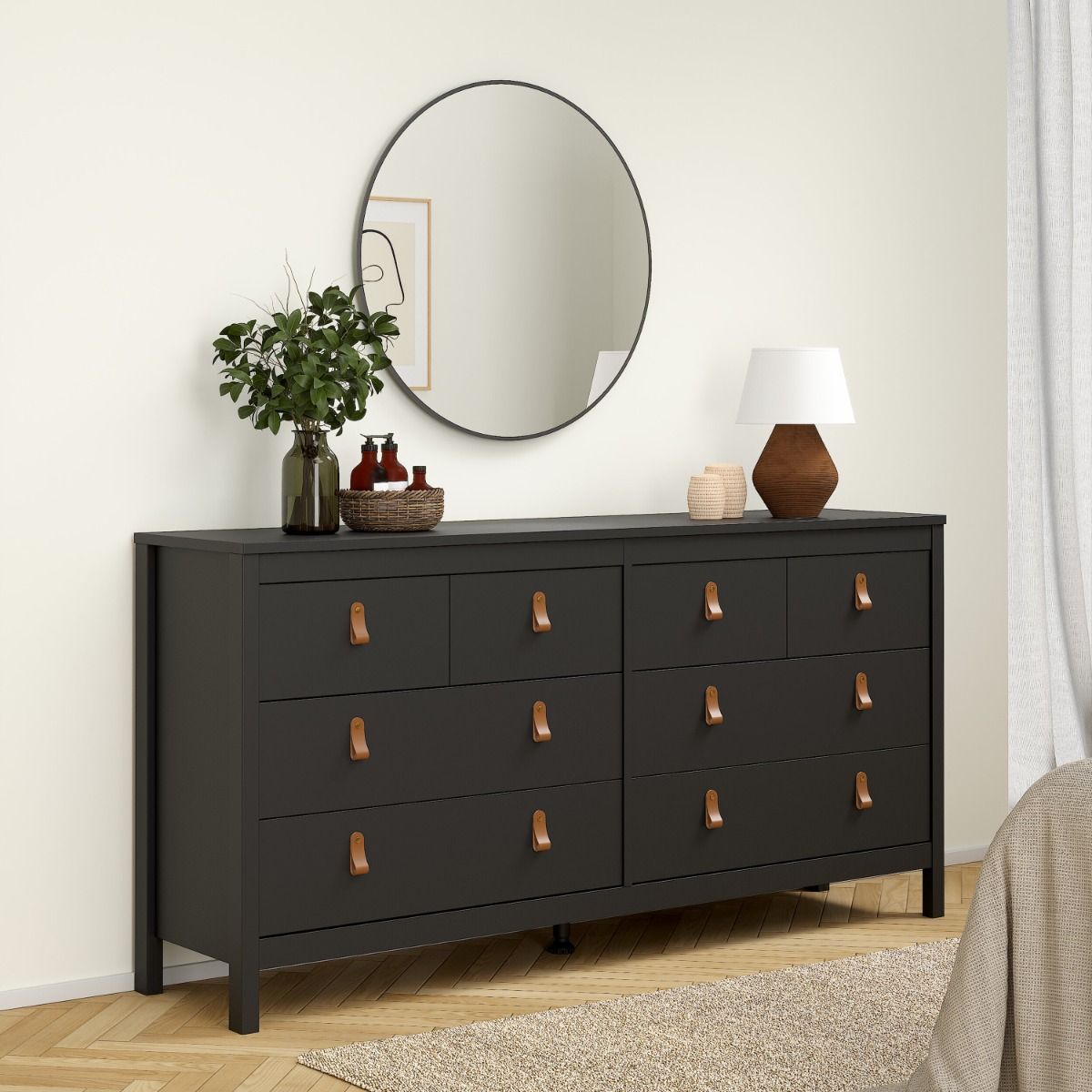 Barcelona Double Dresser 4+4 Drawers in Matt Black - INSIDE HOUSE