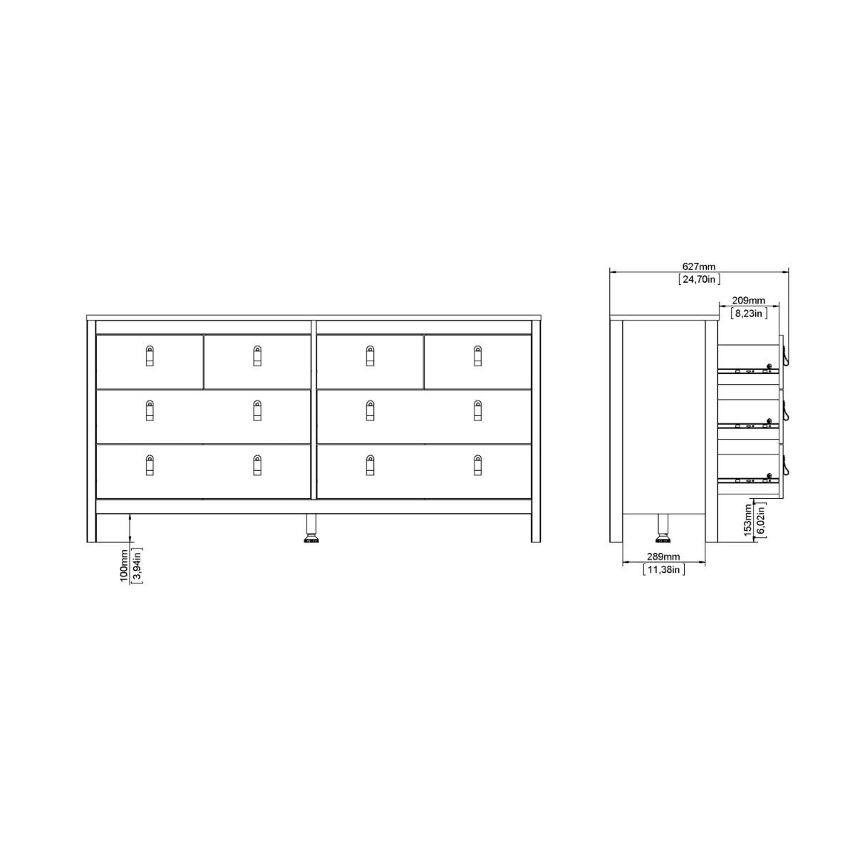 Barcelona Double Dresser 4+4 Drawers in Jackson Hickory Oak - INSIDE HOUSE