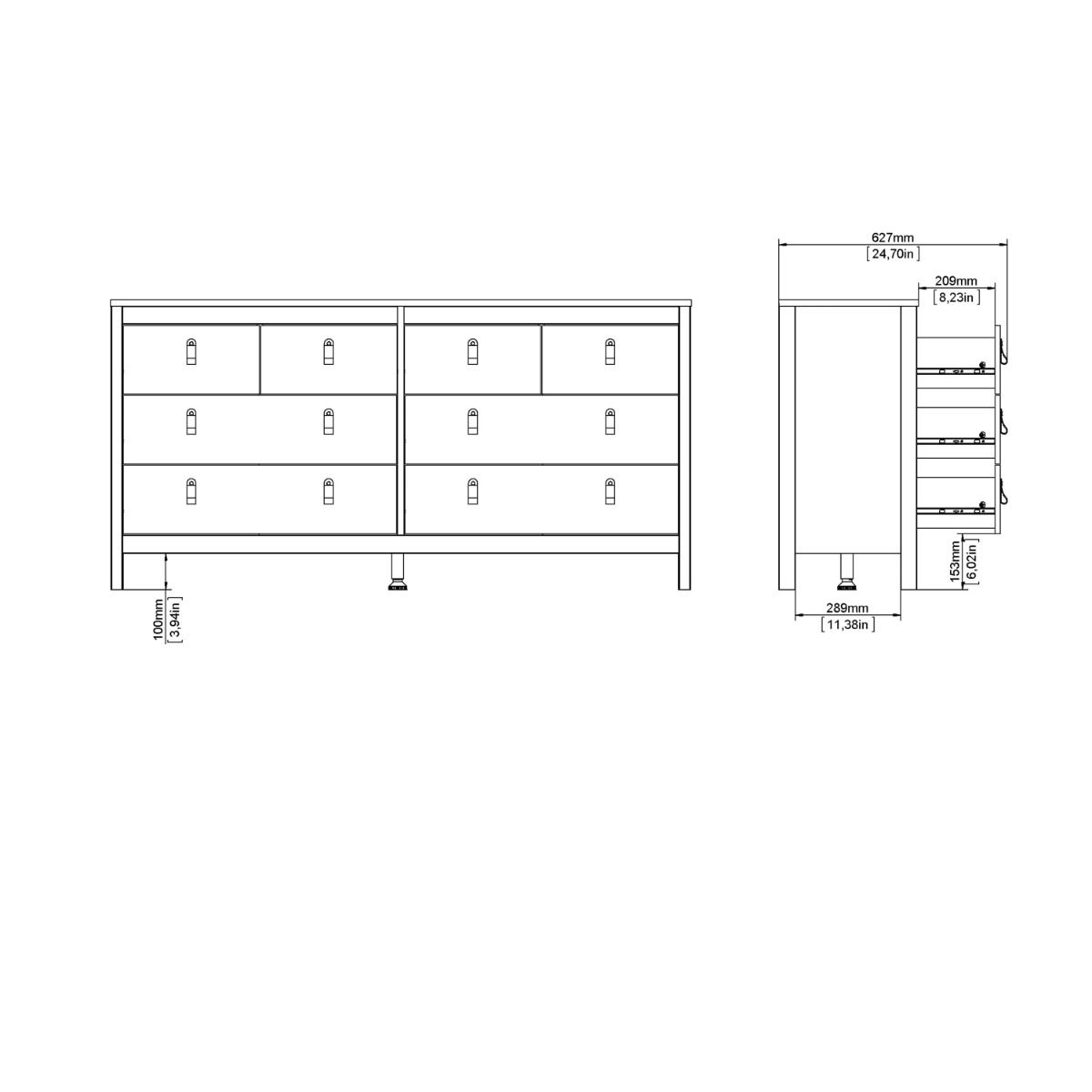 Barcelona Double Dresser 4+4 Drawers in Cashmere - INSIDE HOUSE