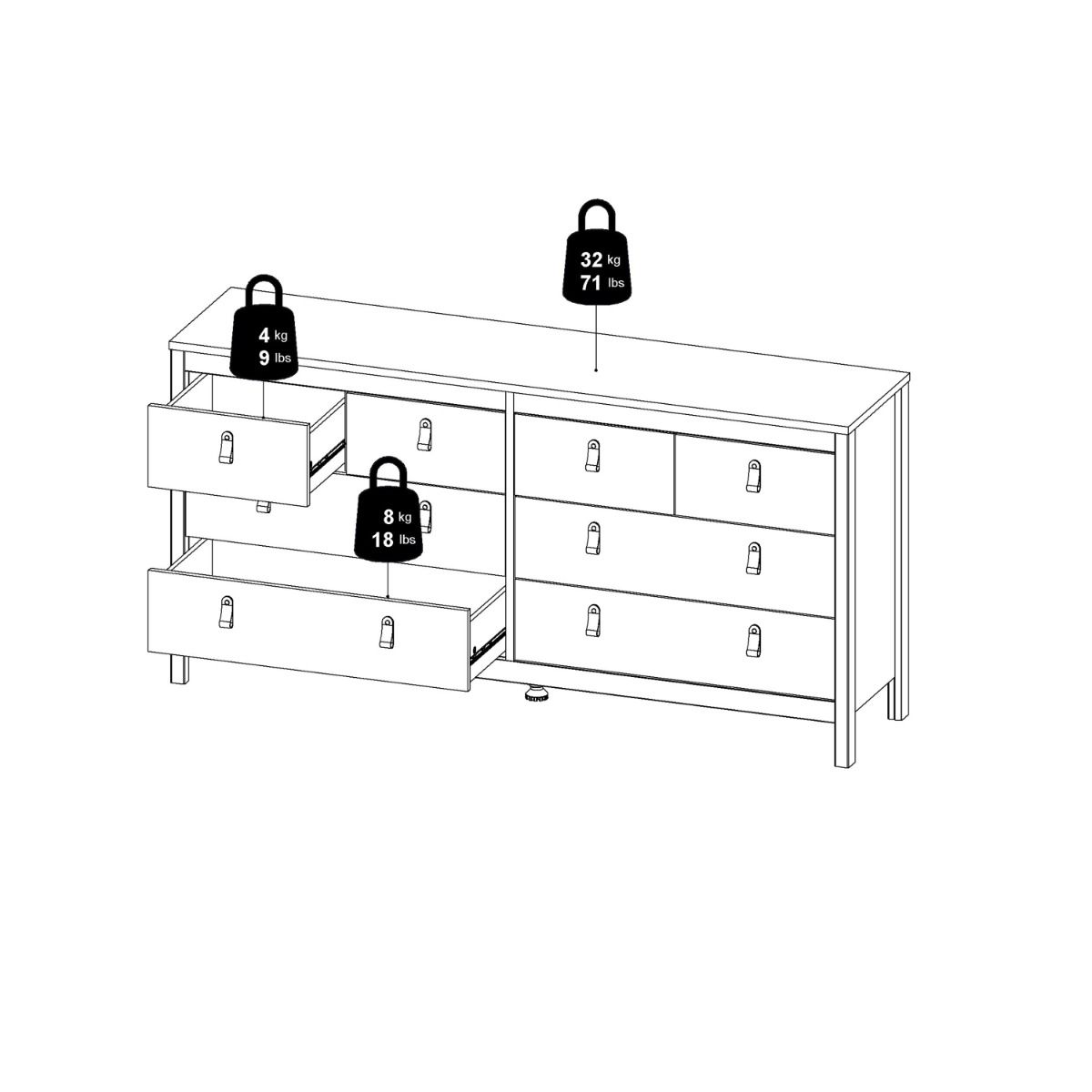 Barcelona Double Dresser 4+4 Drawers in Cashmere - INSIDE HOUSE