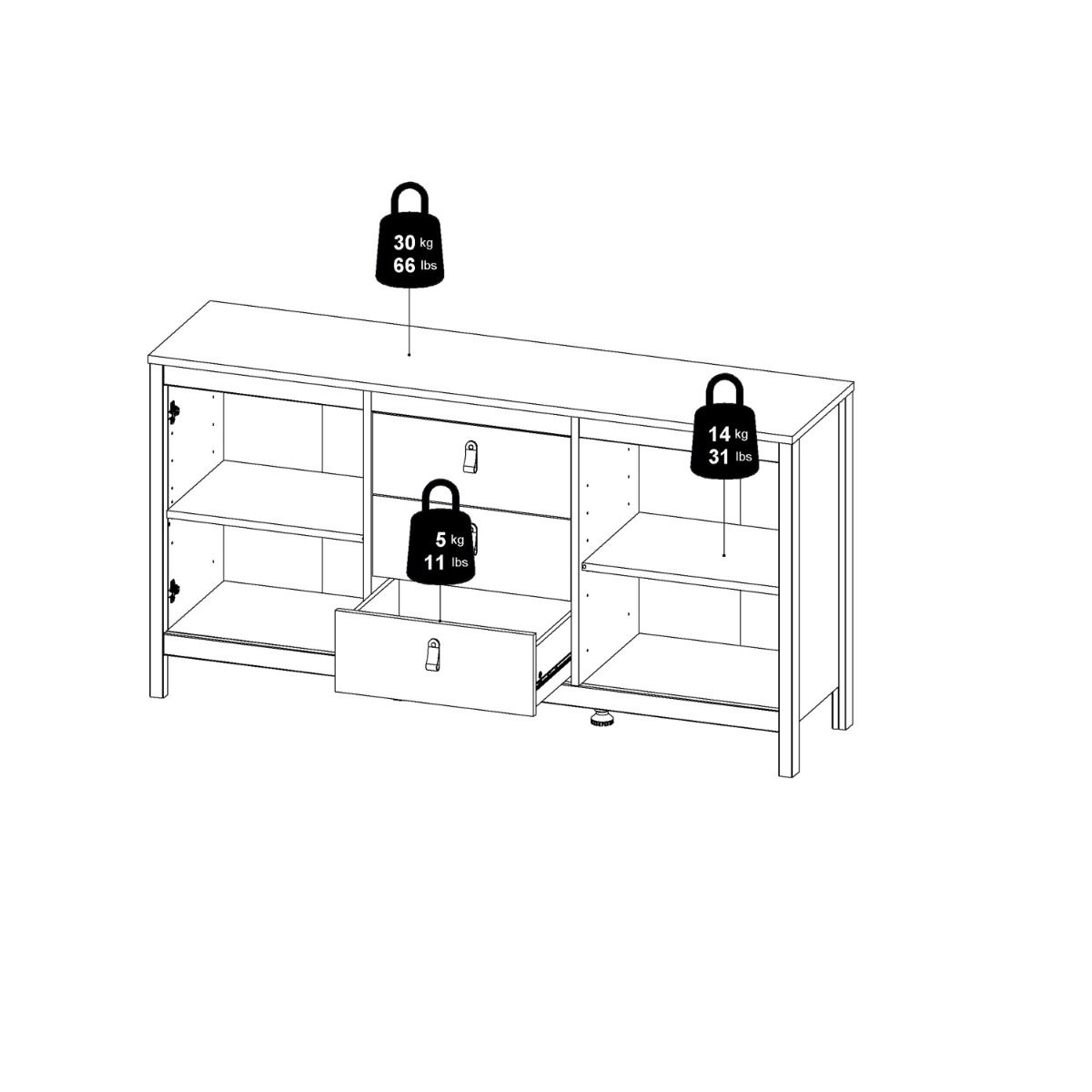 Barcelona Sideboard 2 Doors + 3 Drawers in Cashmere - INSIDE HOUSE