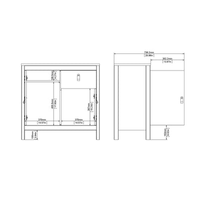 Barcelona Sideboard 2 Doors 1 Drawer in White