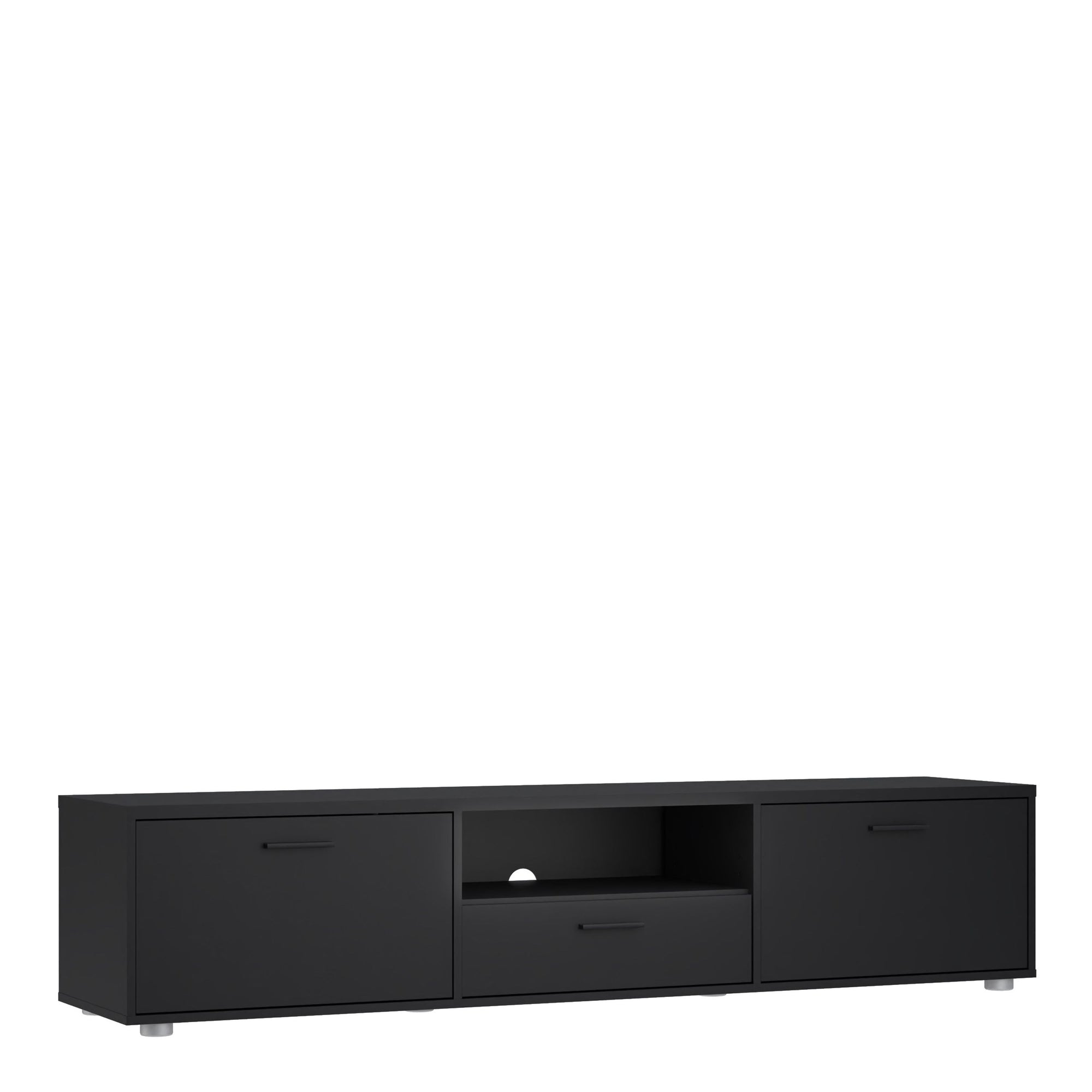 Media TV Unit with 2 Doors and 1 Drawer in Black (177cm) - INSIDE HOUSE