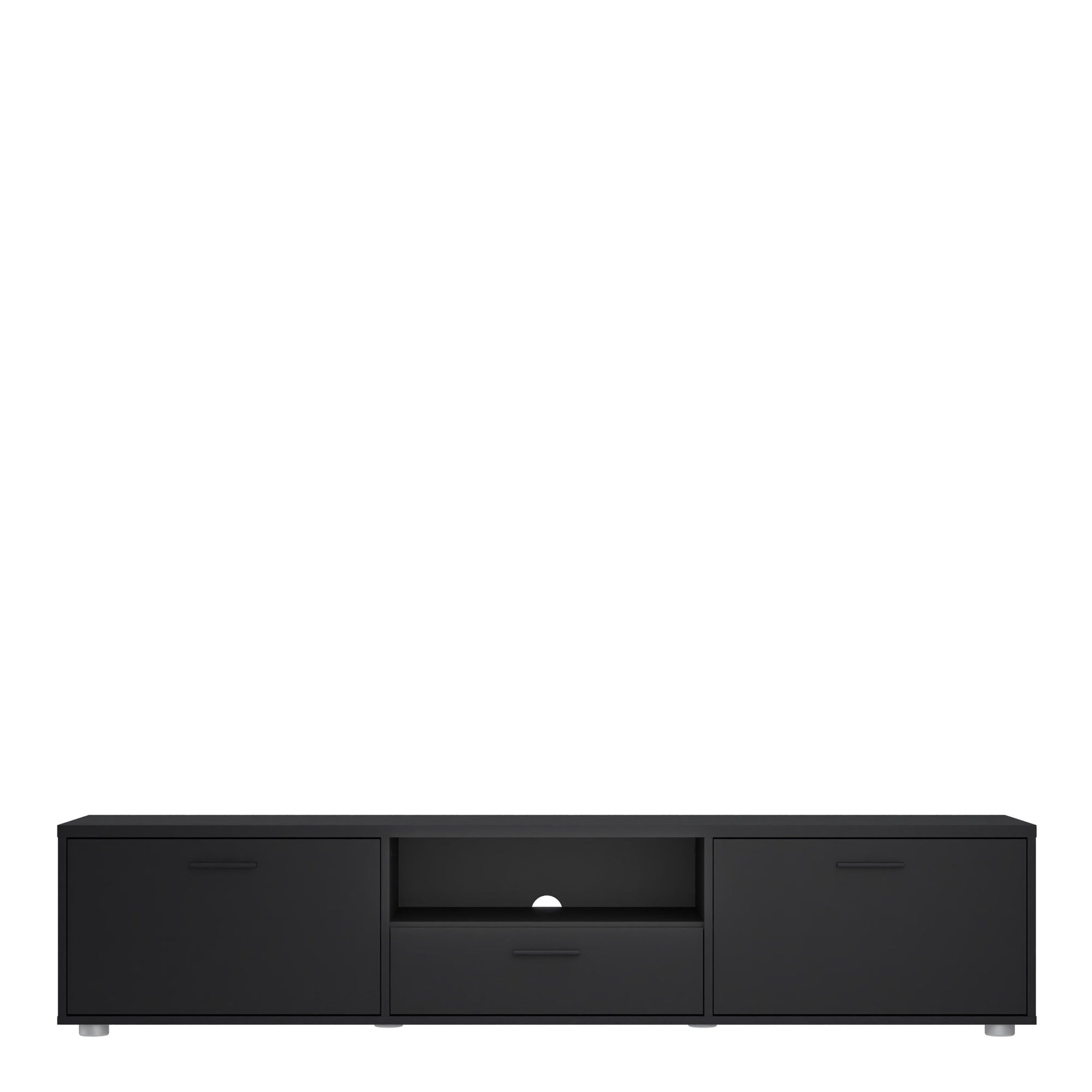 Media TV Unit with 2 Doors and 1 Drawer in Black (177cm) - INSIDE HOUSE
