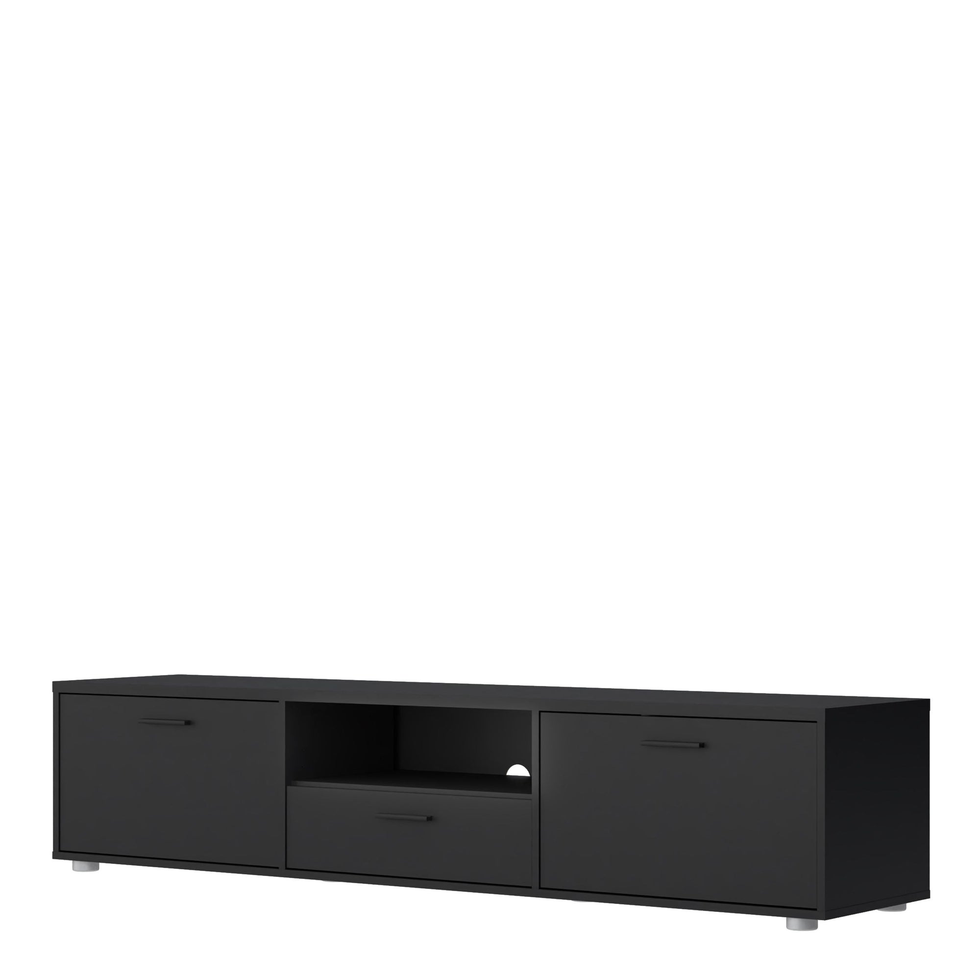 Media TV Unit with 2 Doors and 1 Drawer in Black (177cm) - INSIDE HOUSE