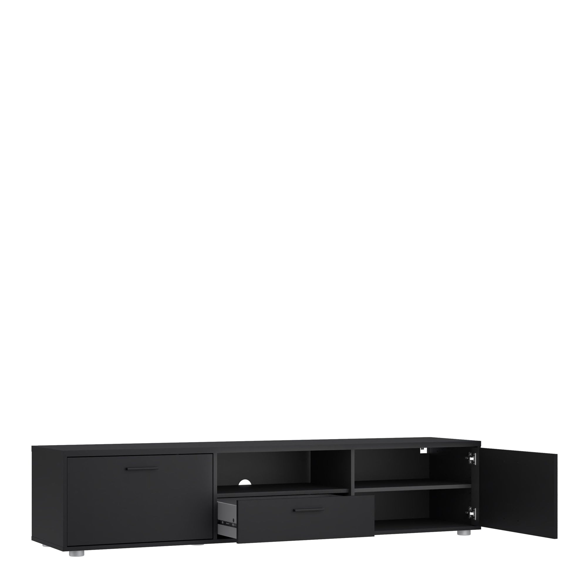 Media TV Unit with 2 Doors and 1 Drawer in Black (177cm) - INSIDE HOUSE