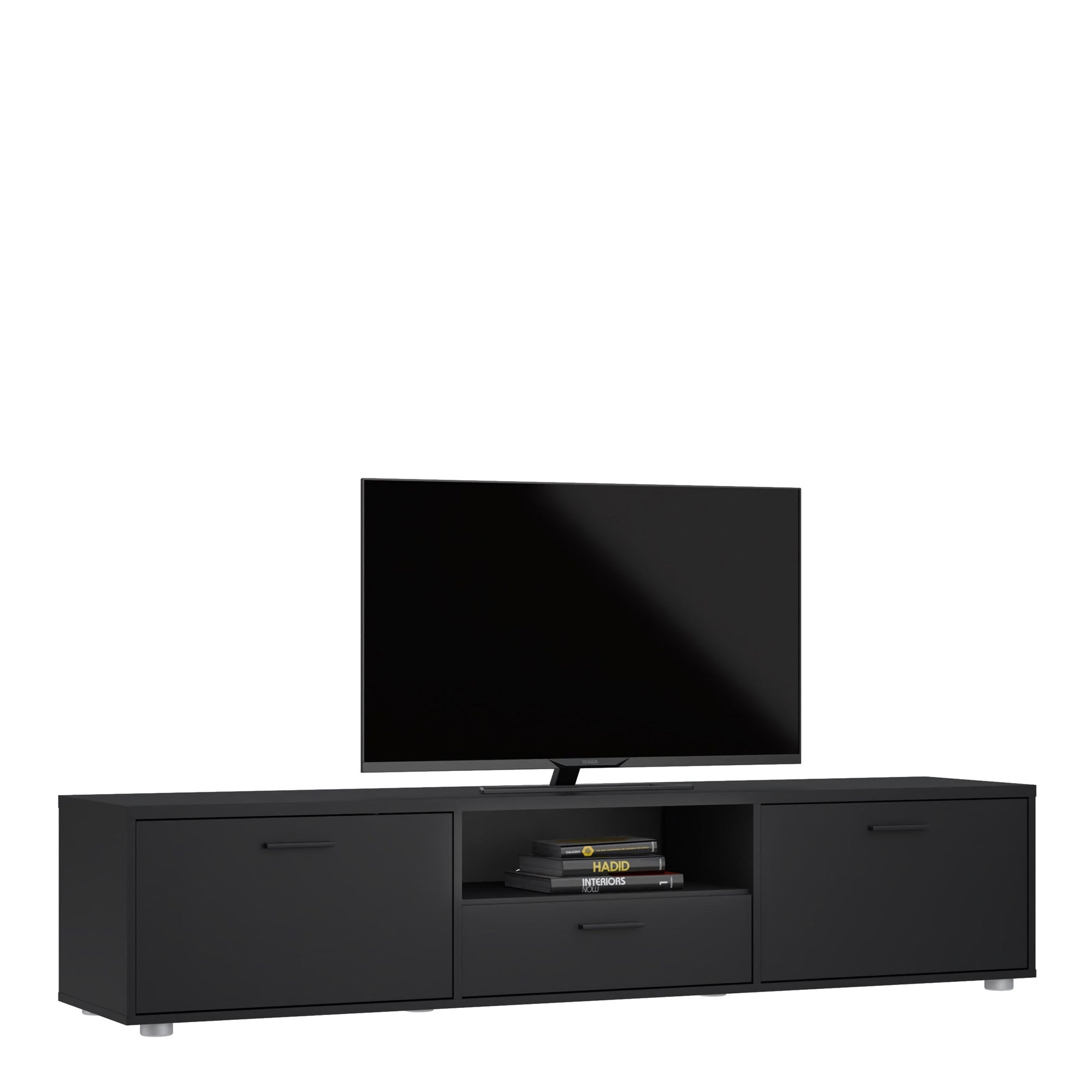 Media TV Unit with 2 Doors and 1 Drawer in Black (177cm) - INSIDE HOUSE