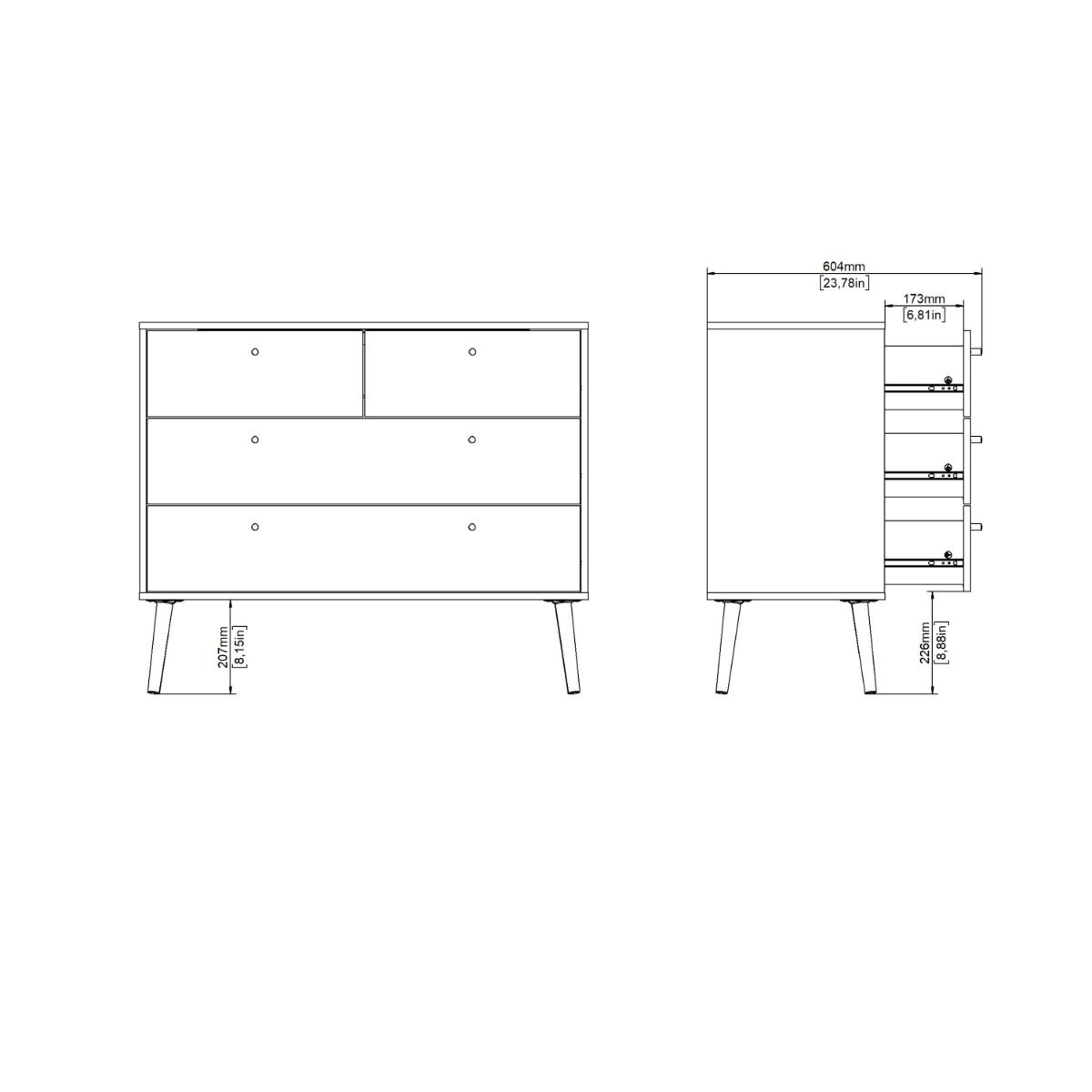Cumbria Chest 2 + 2 Drawers in Dark Grey - INSIDE HOUSE