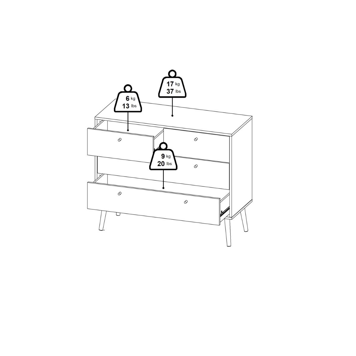 Cumbria Chest 2 + 2 Drawers in Dark Grey - INSIDE HOUSE