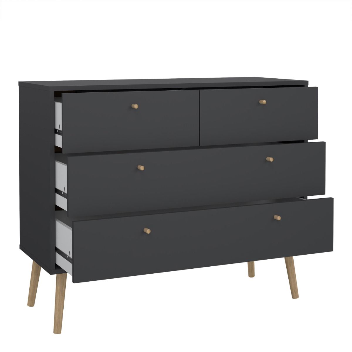 Cumbria Chest 2 + 2 Drawers in Dark Grey - INSIDE HOUSE