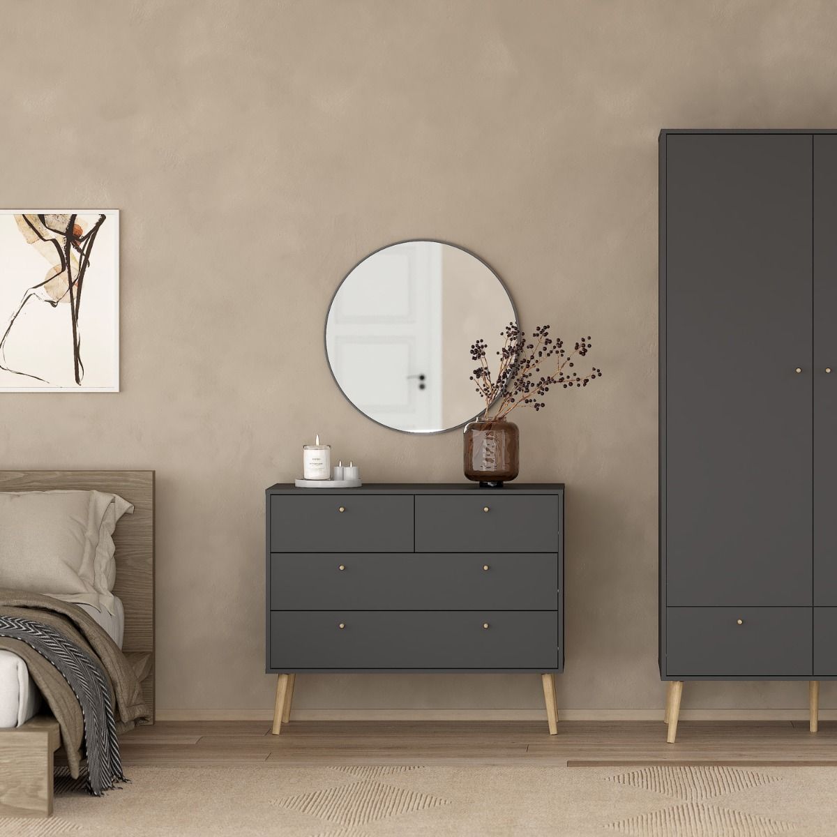 Cumbria Chest 2 + 2 Drawers in Dark Grey - INSIDE HOUSE