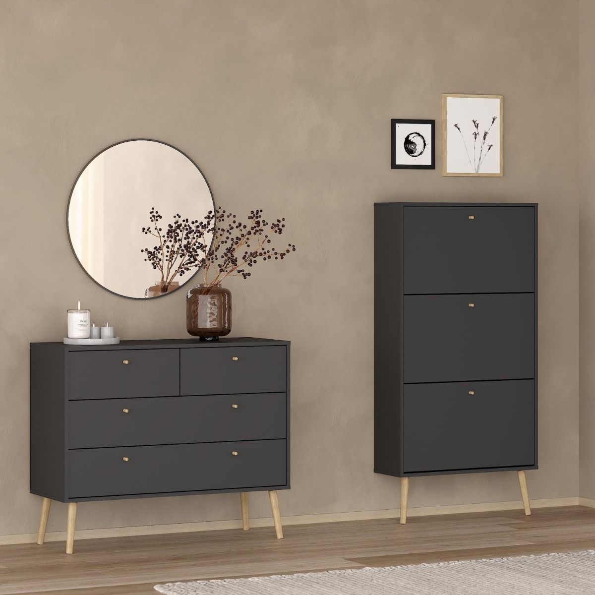 Cumbria Chest 2 + 2 Drawers in Dark Grey - INSIDE HOUSE