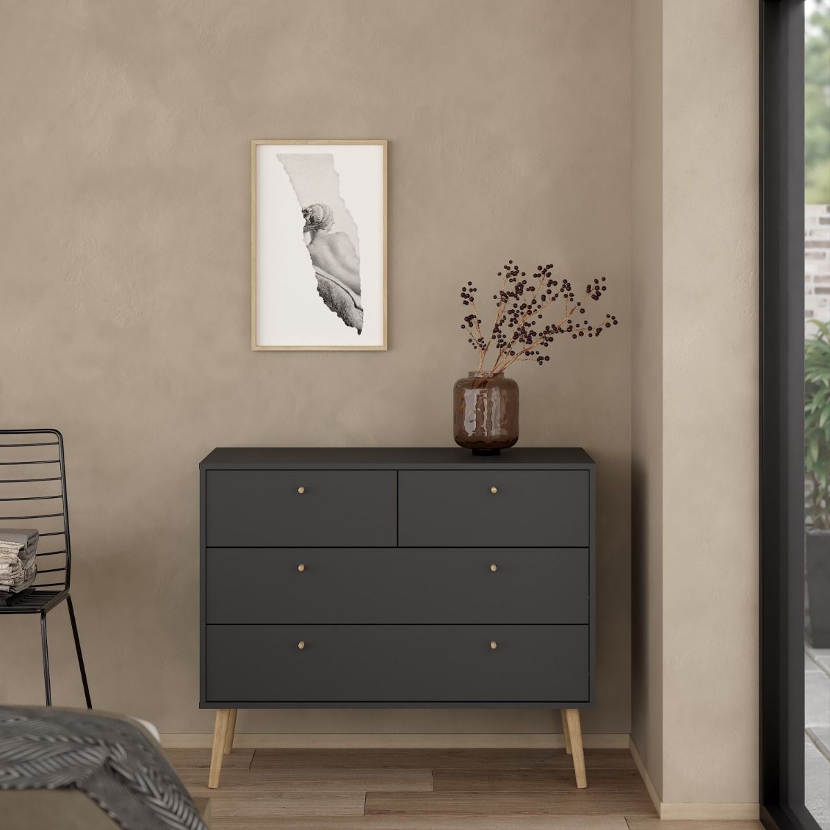 Cumbria Chest 2 + 2 Drawers in Dark Grey - INSIDE HOUSE