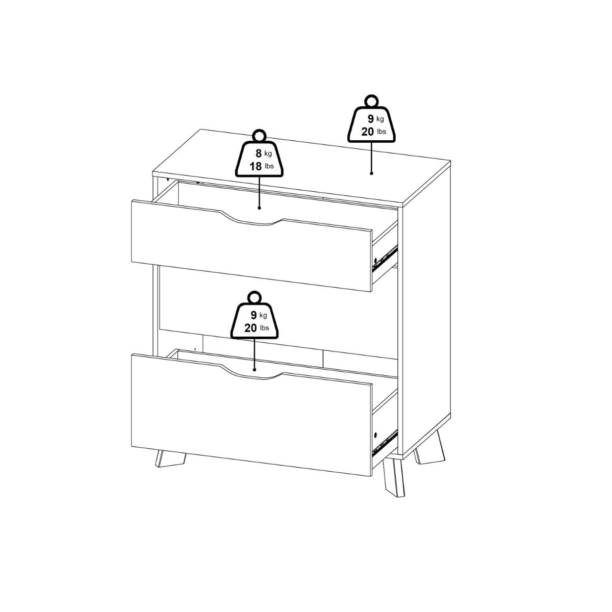 Ikast Chest 3 Drawers in Jackson Hickory and White - INSIDE HOUSE