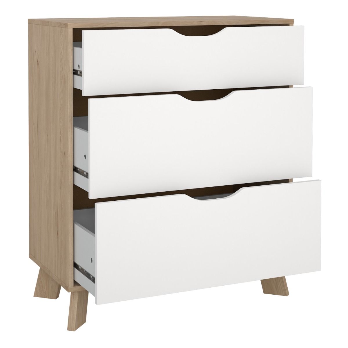 Ikast Chest 3 Drawers in Jackson Hickory and White - INSIDE HOUSE