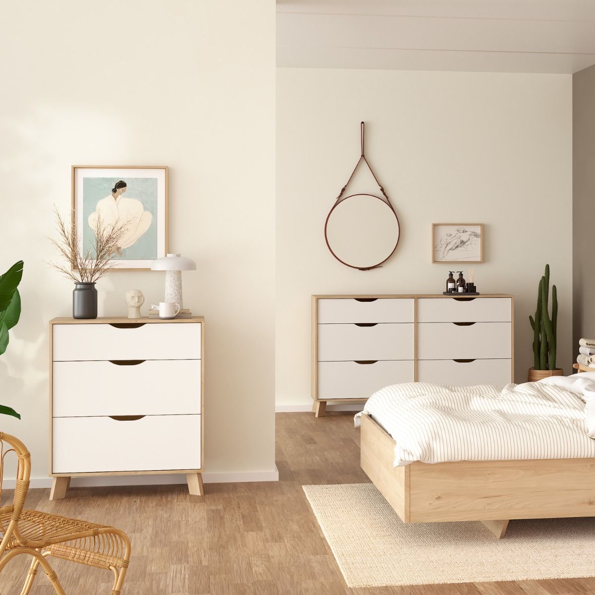Ikast Chest 3 Drawers in Jackson Hickory and White - INSIDE HOUSE