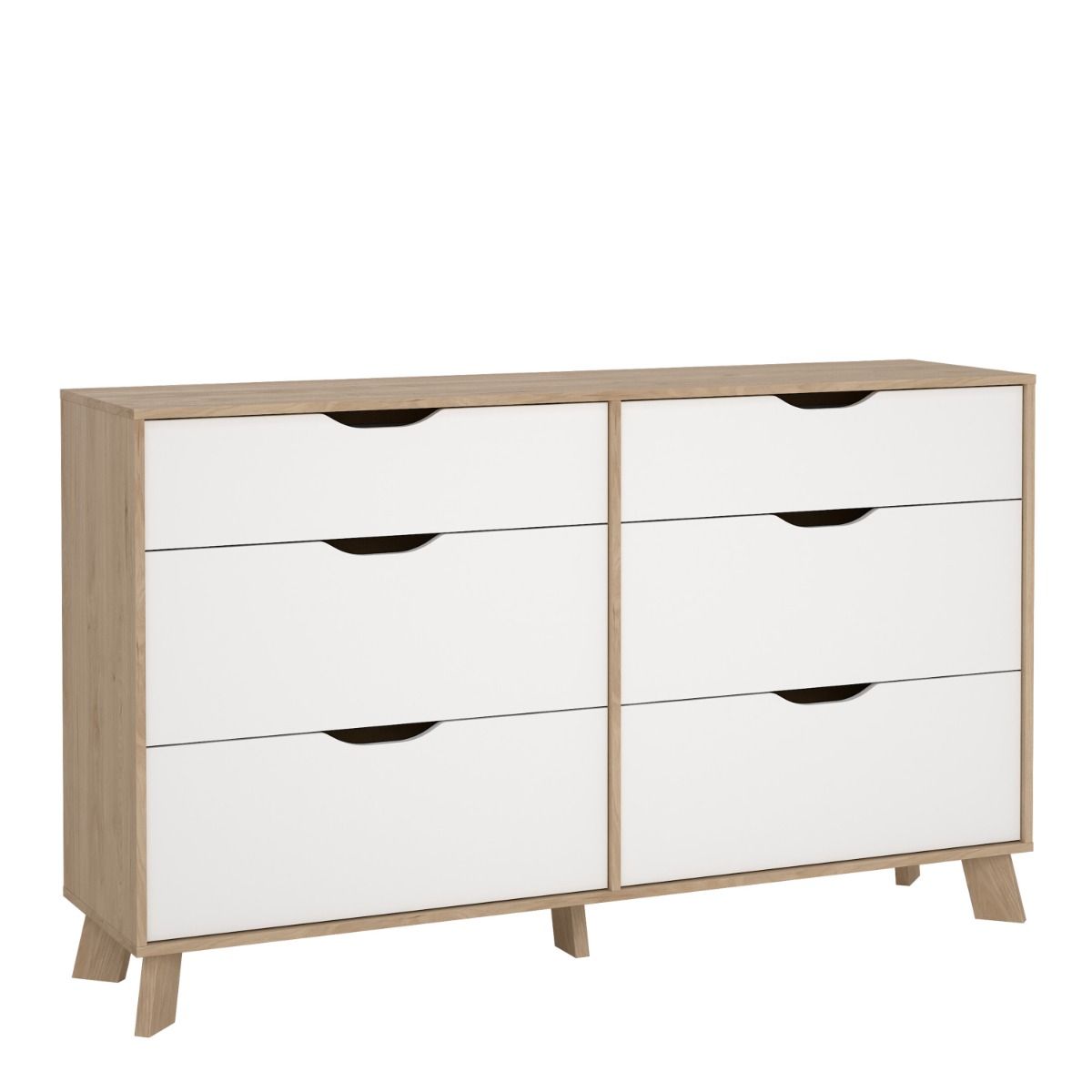 Ikast Double Dresser 6 Drawers in Jackson Hickory and White - INSIDE HOUSE