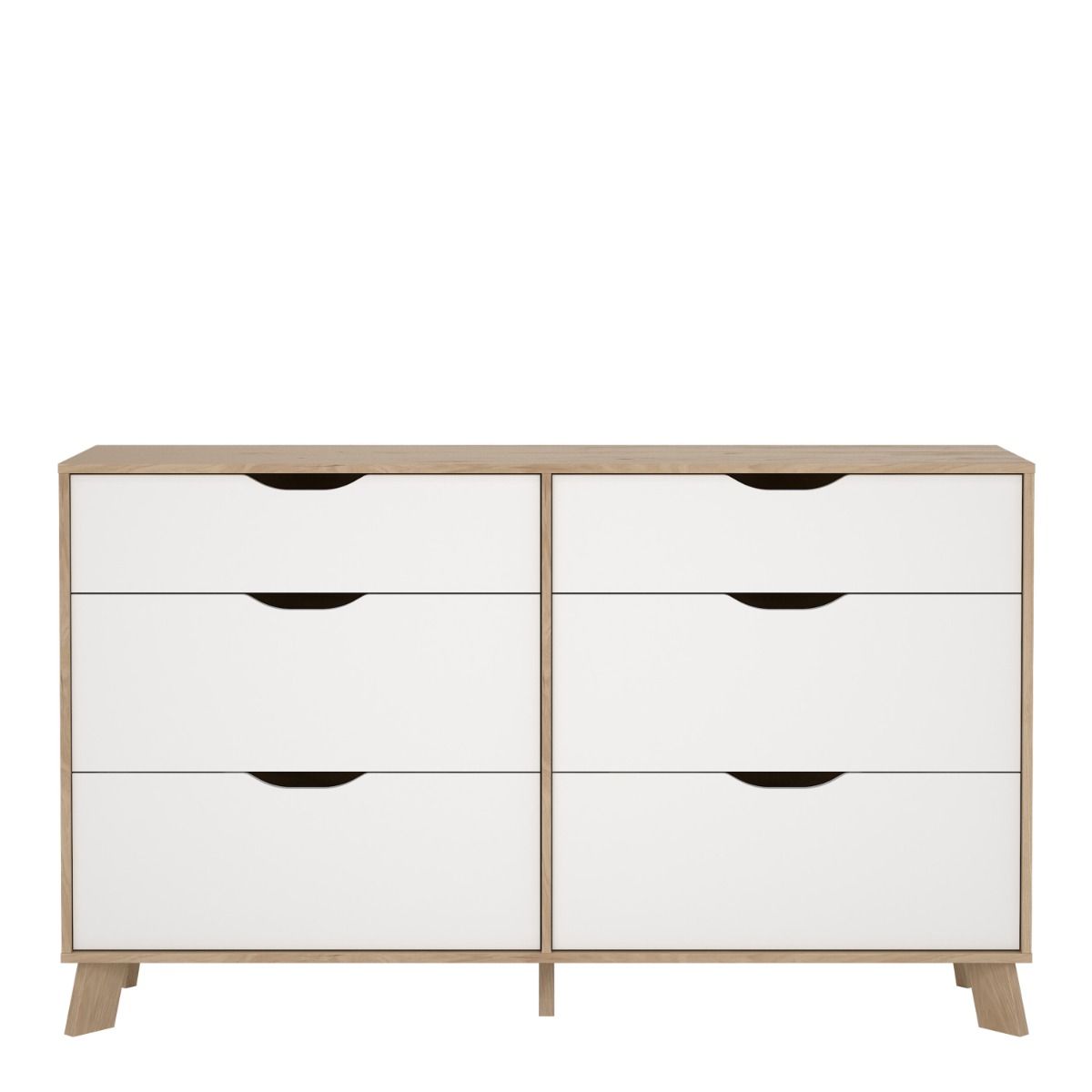Ikast Double Dresser 6 Drawers in Jackson Hickory and White - INSIDE HOUSE